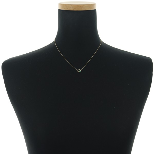 Auth STAR JEWELRY Necklace Emerald Diamond 0.04ct Moon 18K 750 Yellow Gold