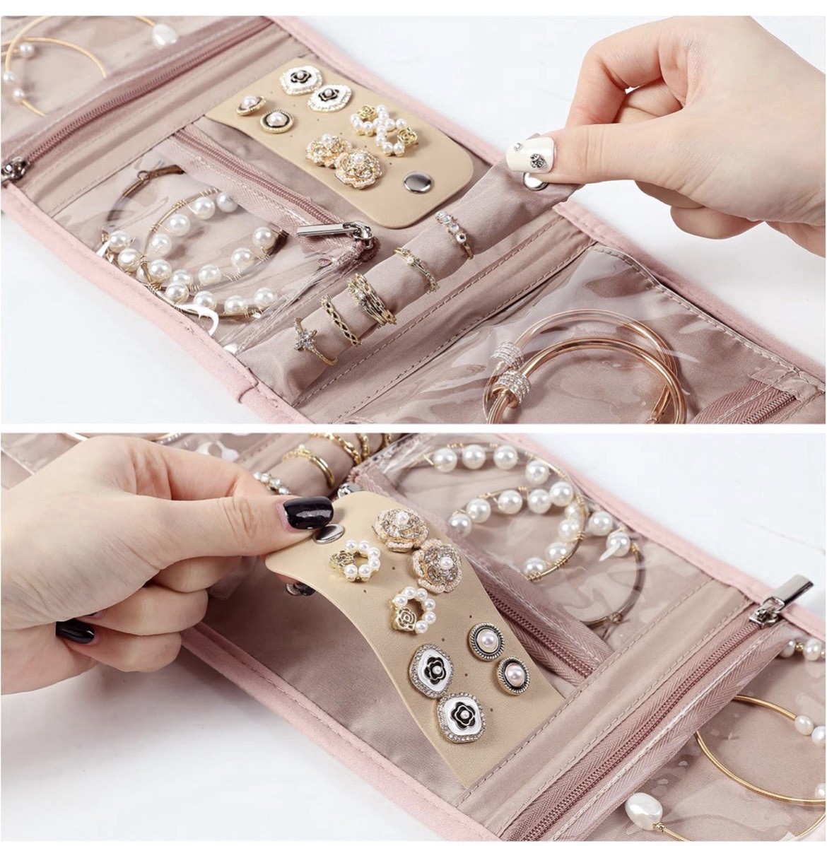 Travel Jewelry Case Organizer, Small Foldable Storage Roll for Earrings, Neck…