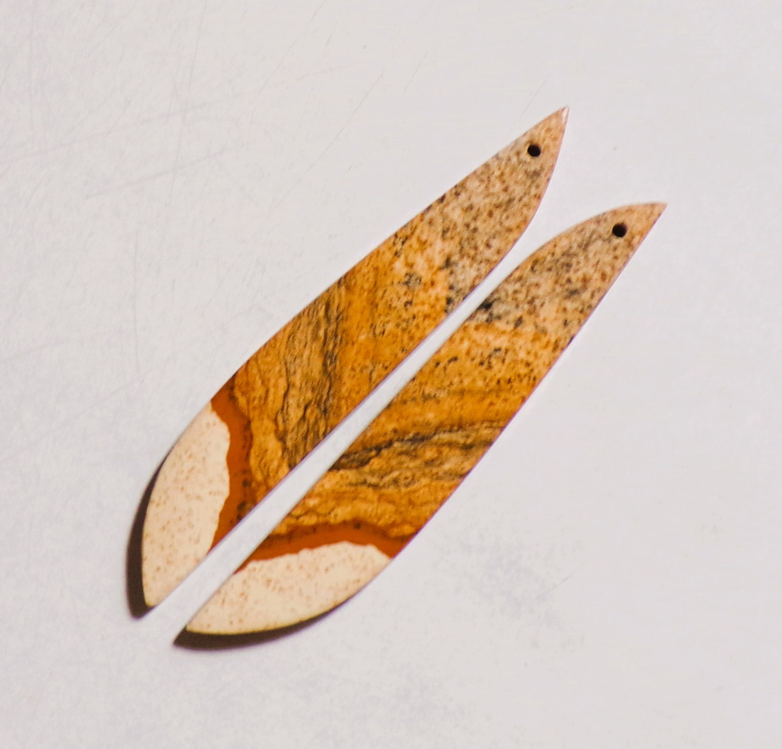34.70 Cts Natural Picture Jasper Drilled Cabochon Match Pair Gemstone 57X10MM 05