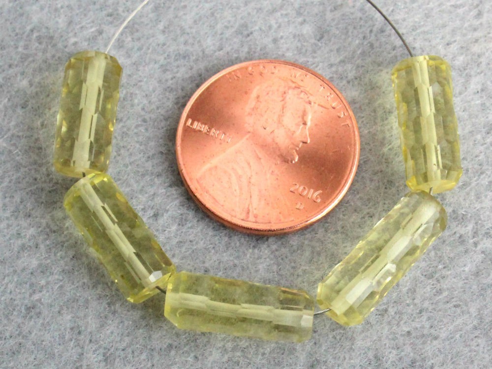 AAA Natural Lemon Quartz Faceted Tube Log Gemstone Beads
