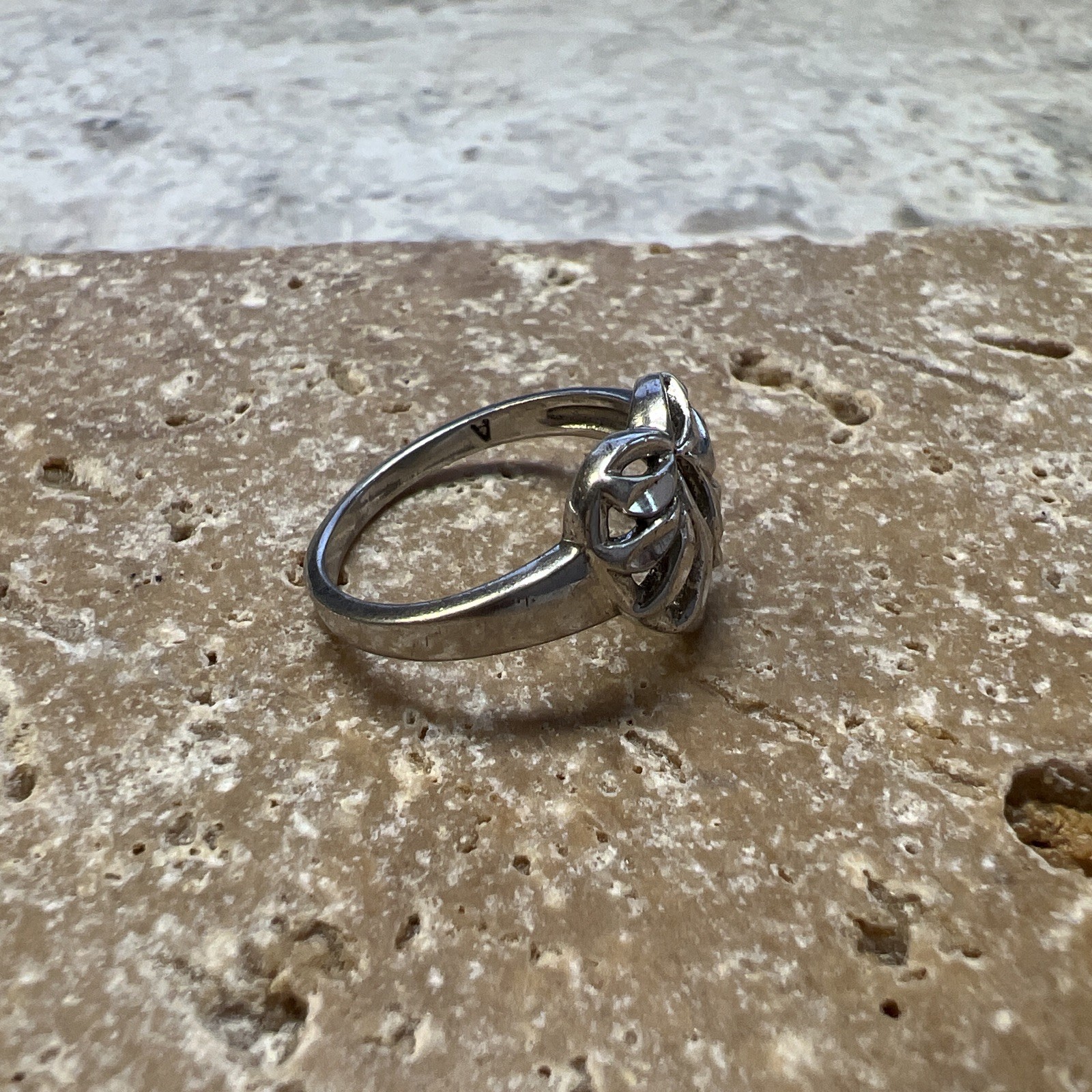 Vintage 925 Sterling Silver Diamond Cut Angel Wings Ring – Size 6.5
