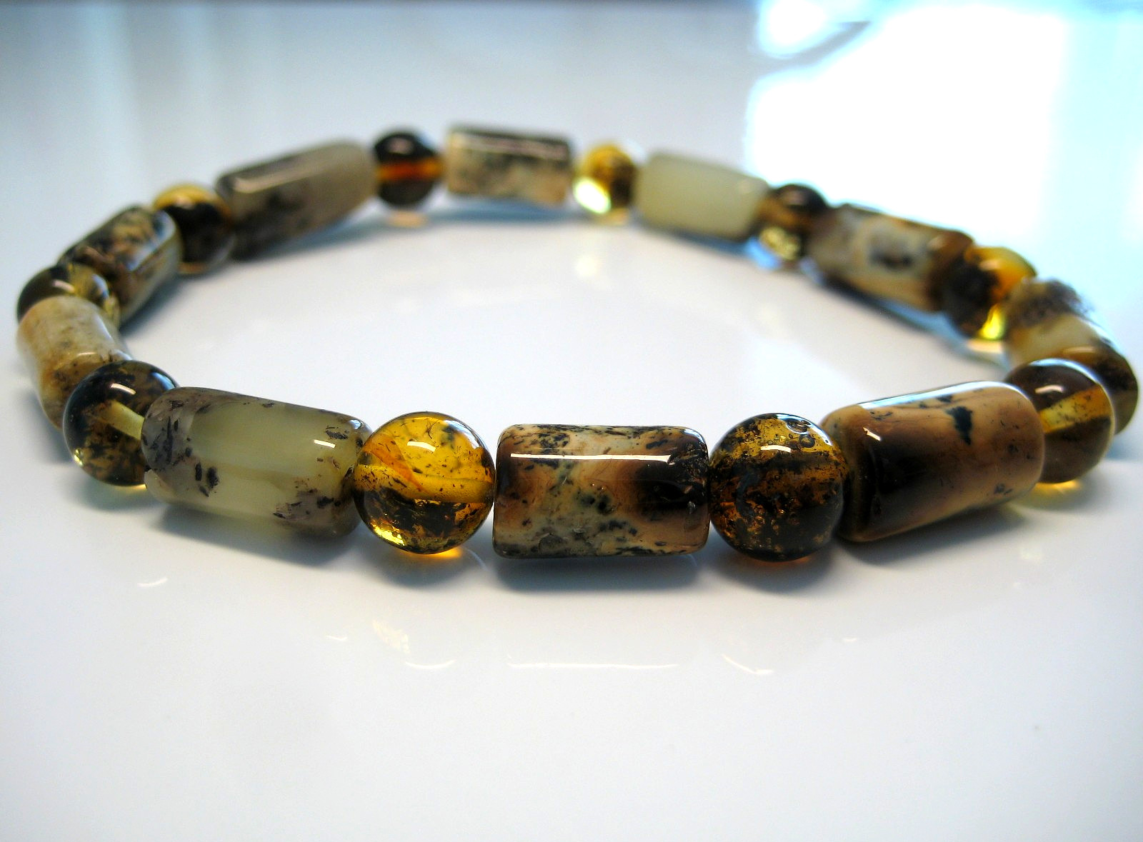 Genuine Multicolor Amber Baltic Amber Elastic Bracelet 7.5-8 in !!!