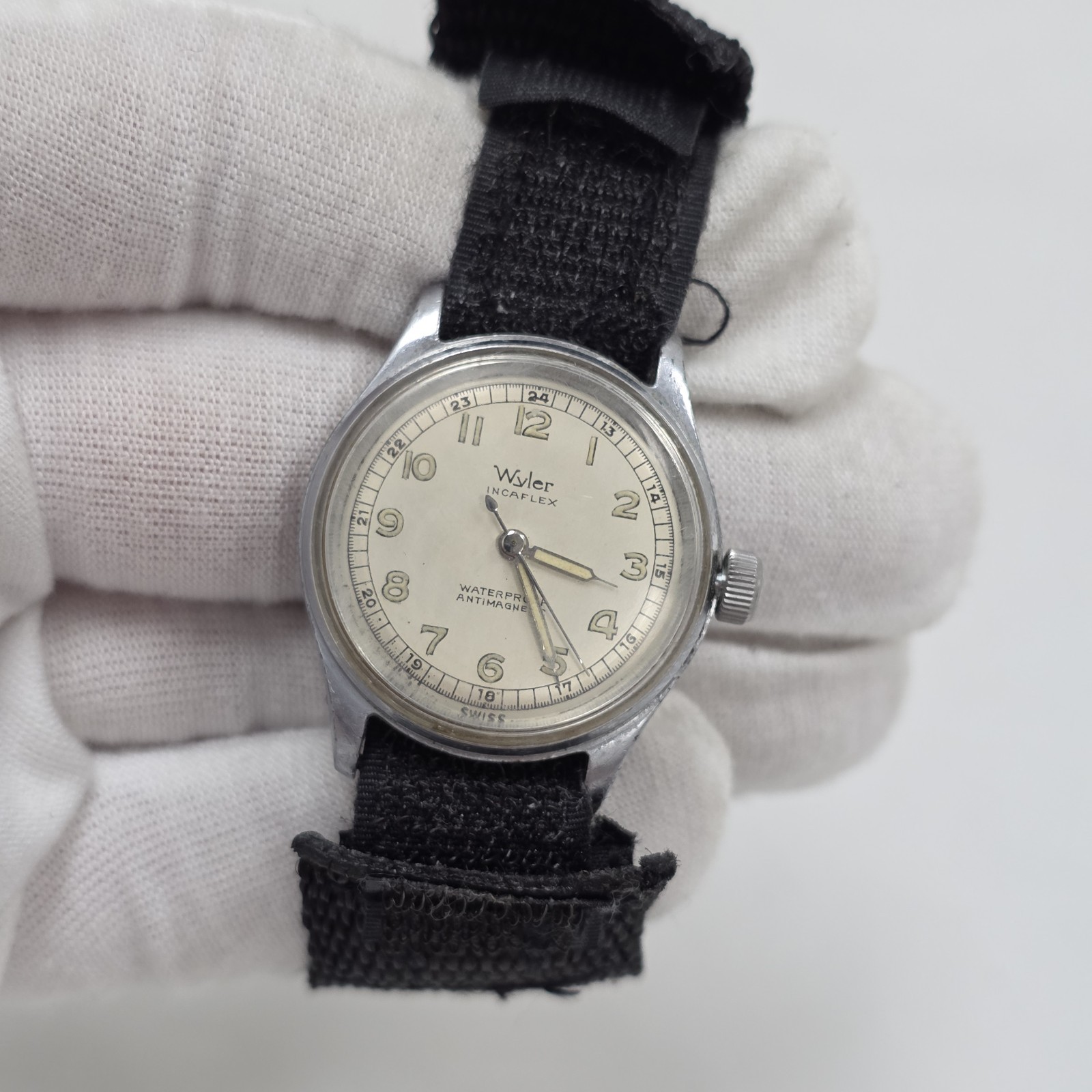 Vintage Mens Wyler Military Style Swiss 1940s Wrist Watch Mechanical Wind Up