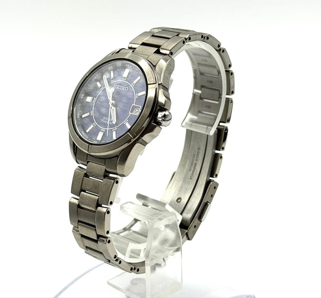SEIKO SOLAR TITANIUM V145-0AX0 Men’s Watch Date Quartz 3.5cm Clean Working