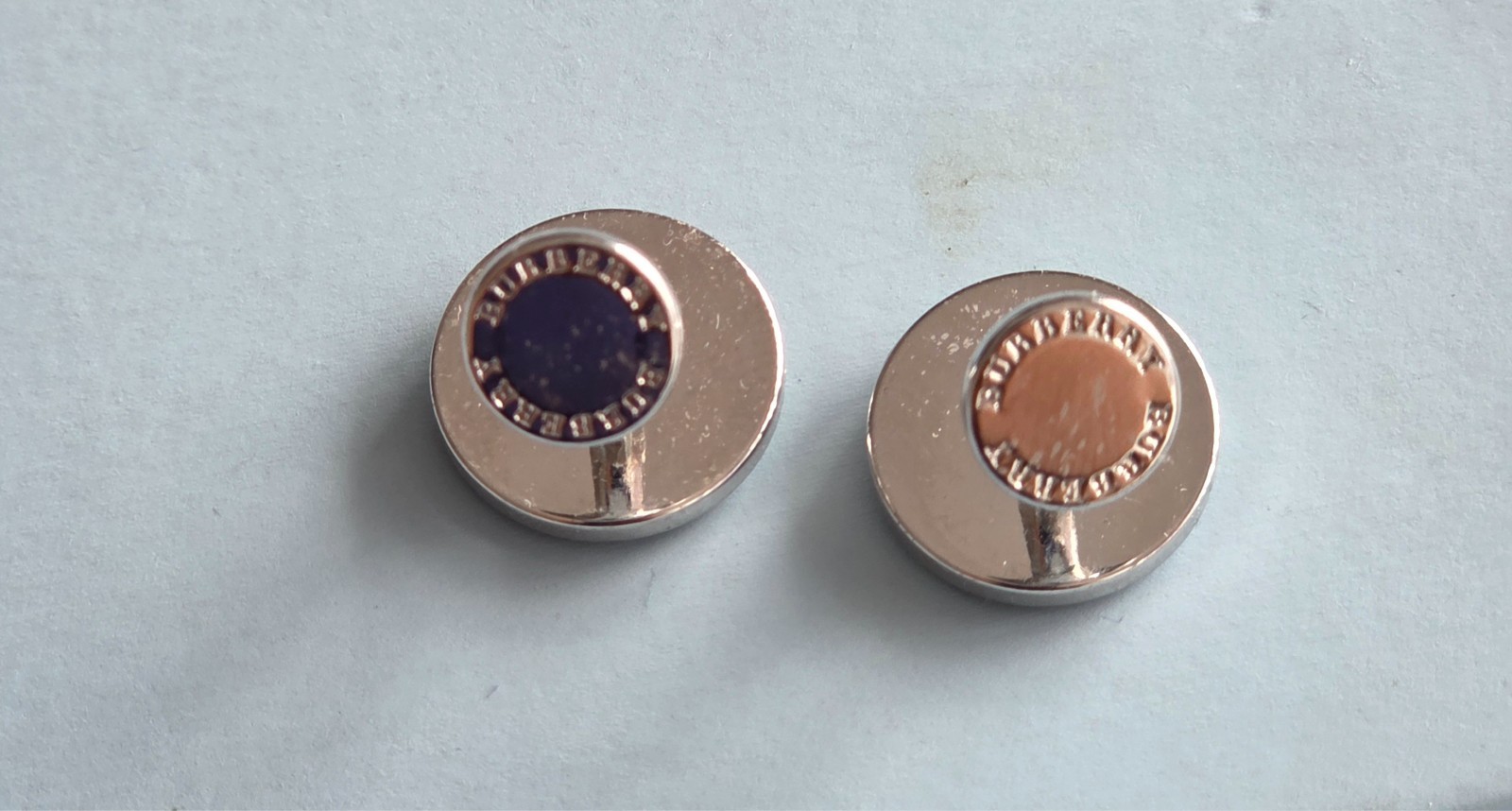 BURBERRY RHODIUM PLATED Round Check Pattern Round Cufflinks 17mm – K25