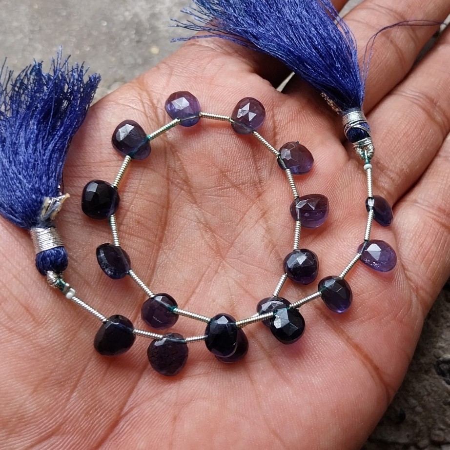 30 Carat 6.5×8 to 7×9 MM Natural Blue Purple Iolite Rose Cut 8 inch Beads