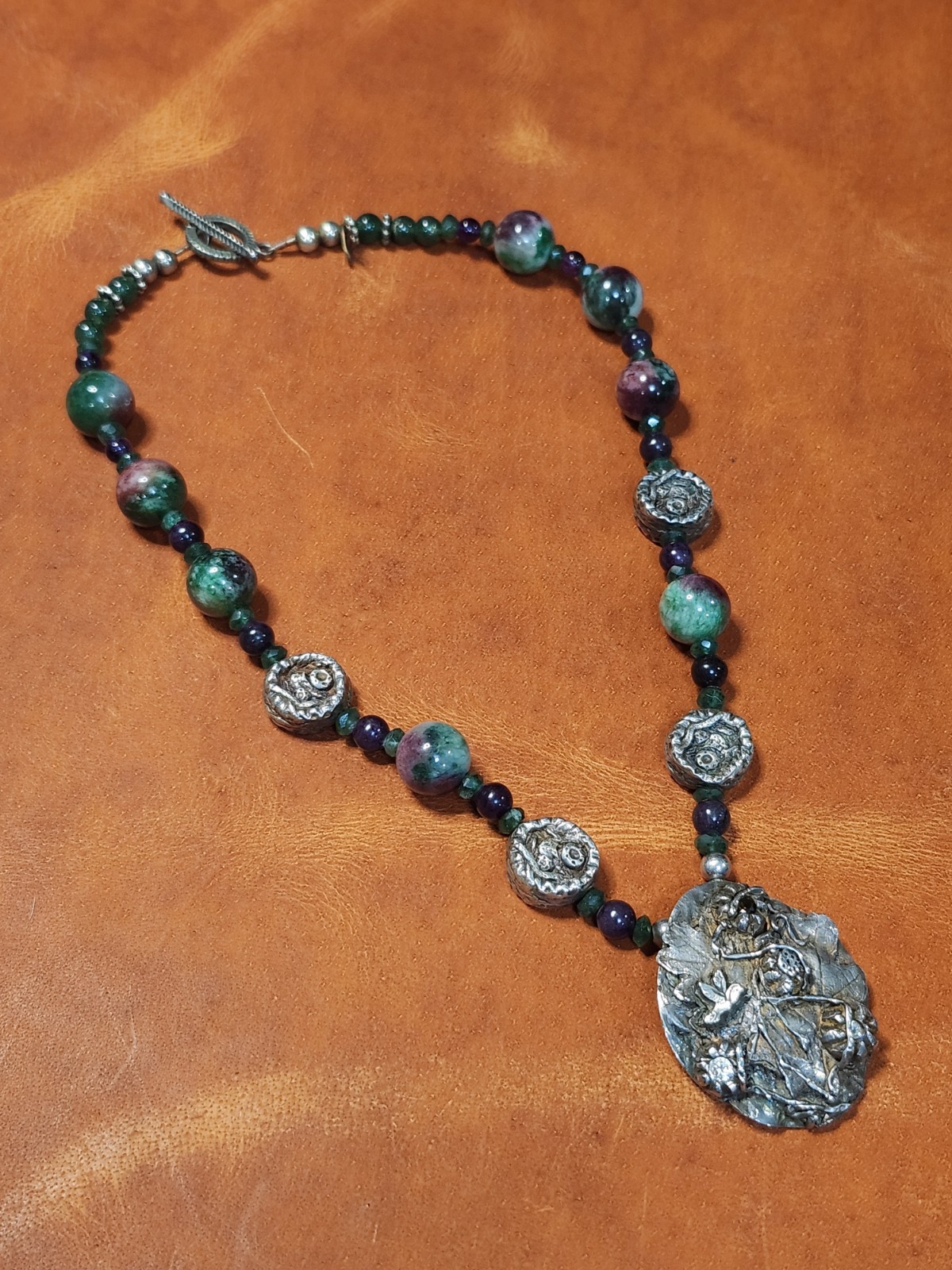 Handcrafted .999 Fine Silver Artisan Necklace With Natural Stones