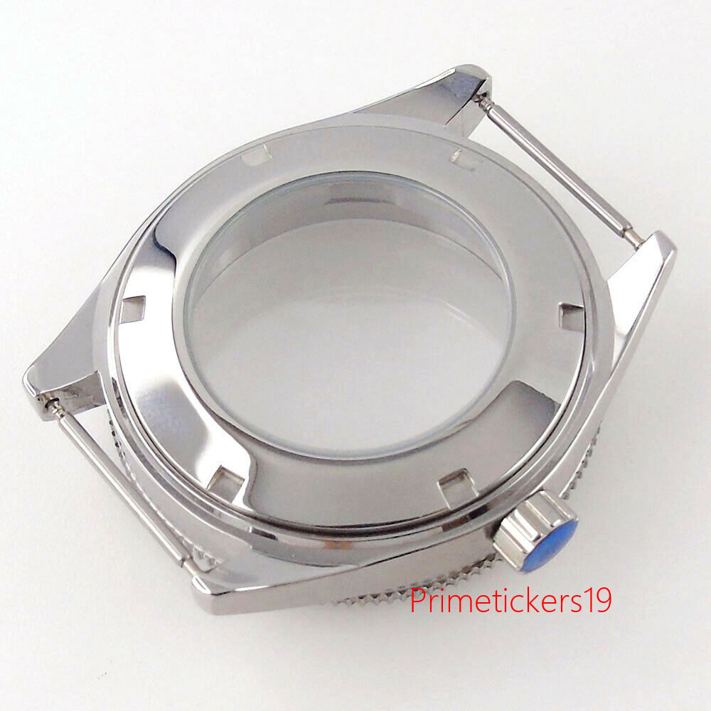 42mm Watch Case Sapphire Glass Fit NH35 ETA2824 PT5000 Glass Back Ceramic Bezel