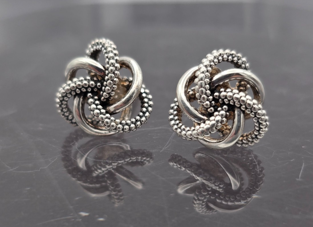 LAGOS Love Knot Earrings Sterling Silver Studs with 14K Gold Posts