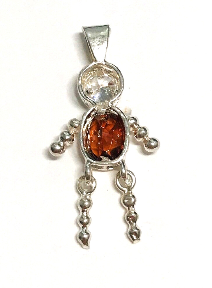 January Boy Red Birthstone Sterling Silver Charm Babies 925 Pendant Vintage