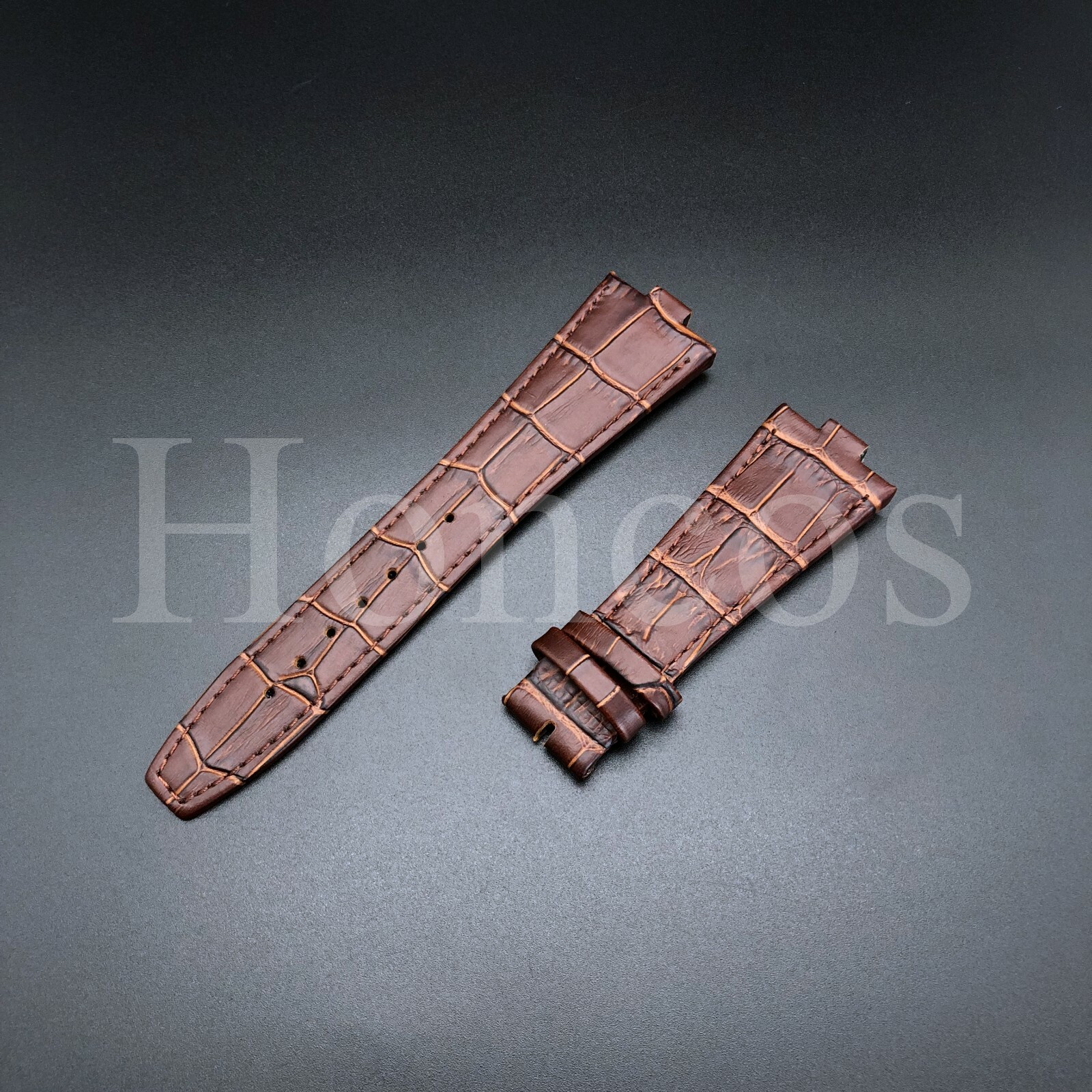 26X18 MM Leather Watch Strap Band Brown Fits For VC Overseas