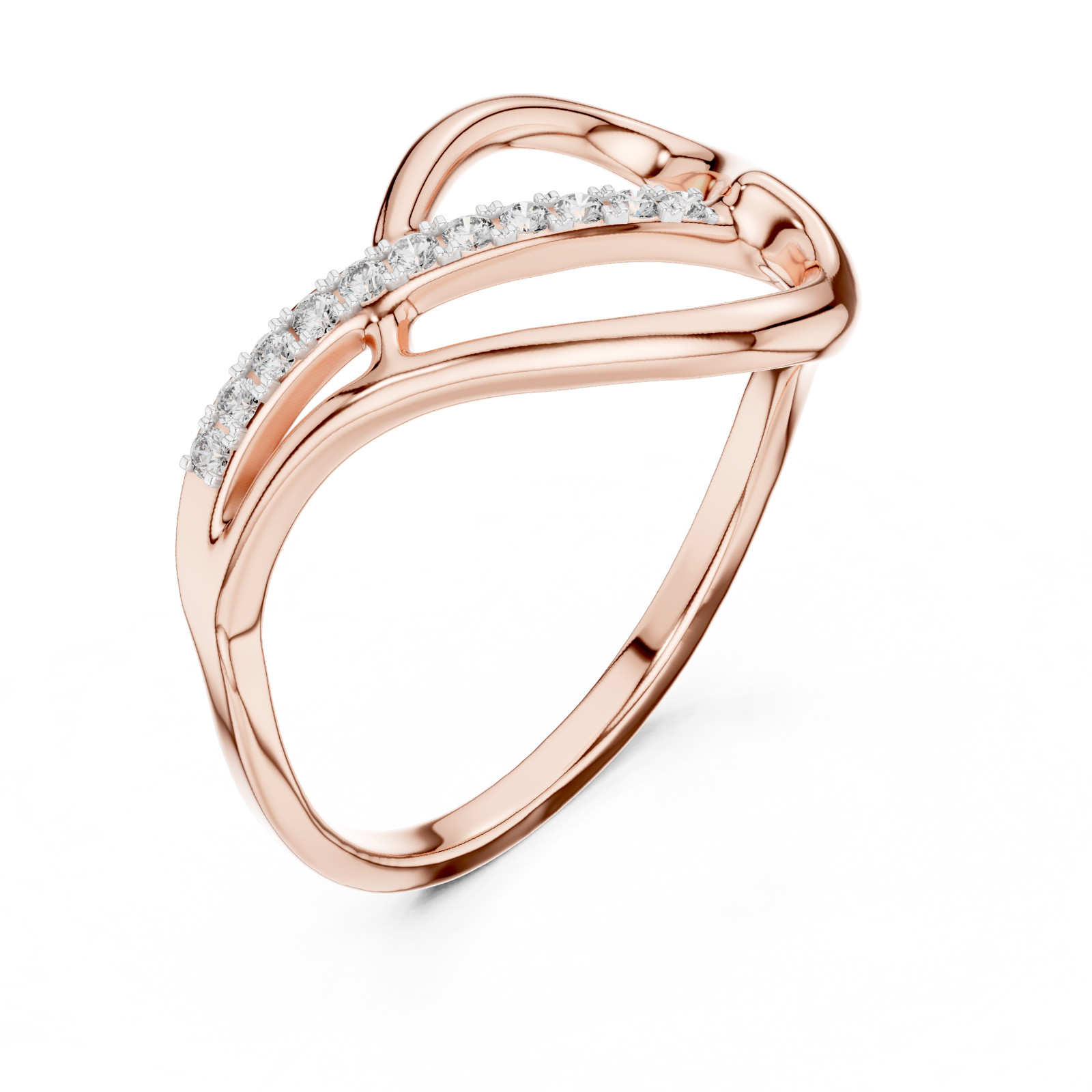 Natural Certfied Round Diamond Lovely Petite Twist Anniversary Ring 925 Silver
