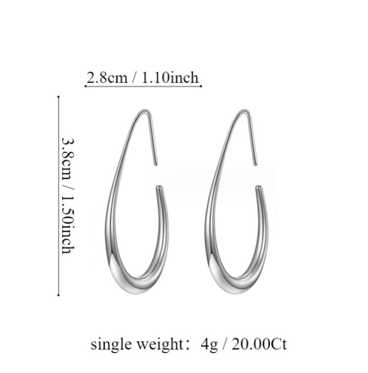 Women Silver Plated Large Oval Lightweight Teardrop Hoop Earrings Statement A9