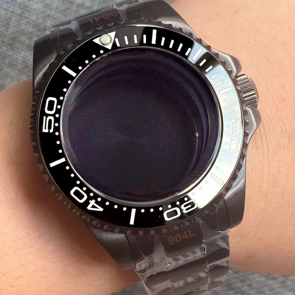 43mm Black PVD Watch Case for Men Fit Japan NH35A ETA 2836 ETA 2824 Miyota8215