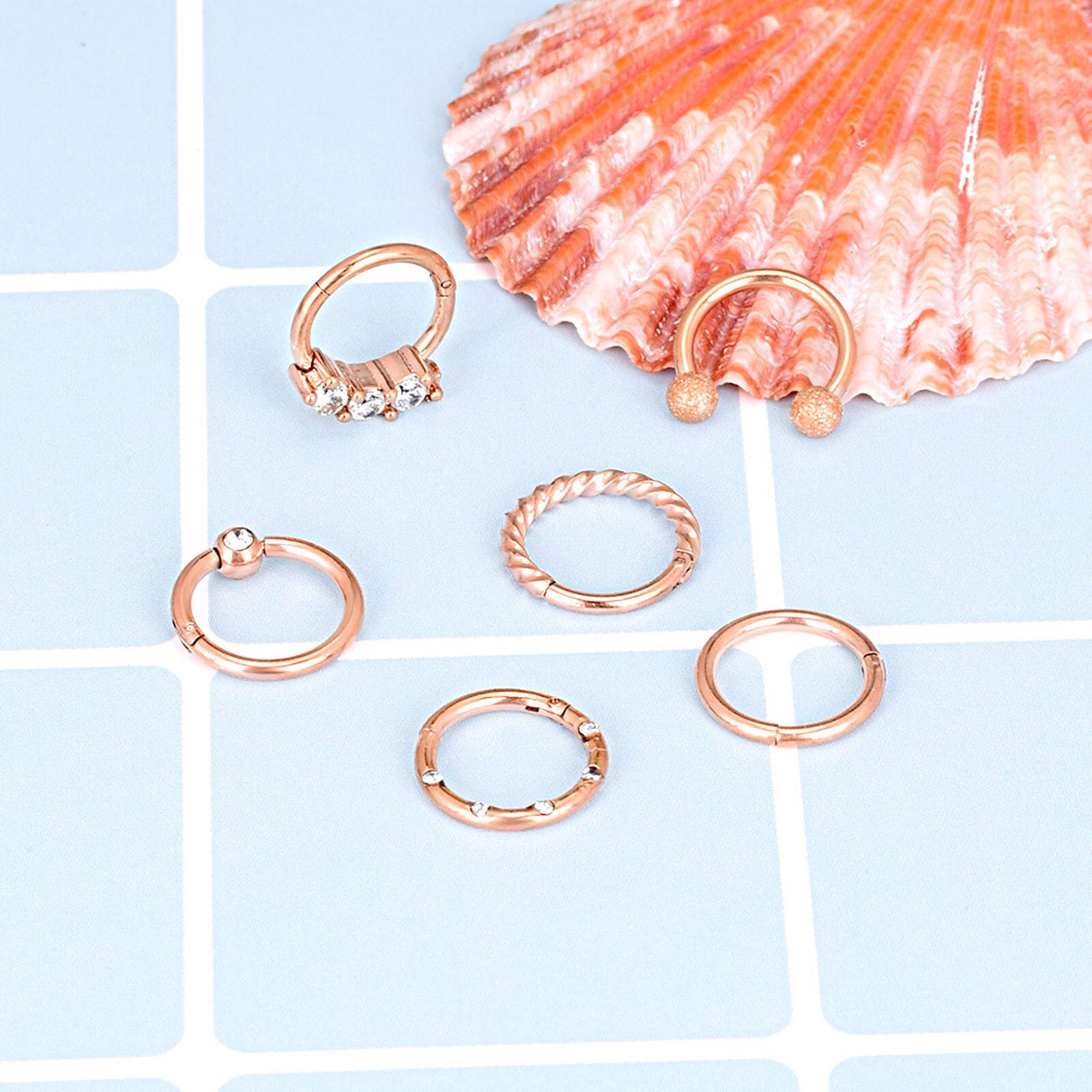 1-12PCS Hinged Septum Clicker Hoop Cartilage Ring Earrings Piercing Jewelry 16G