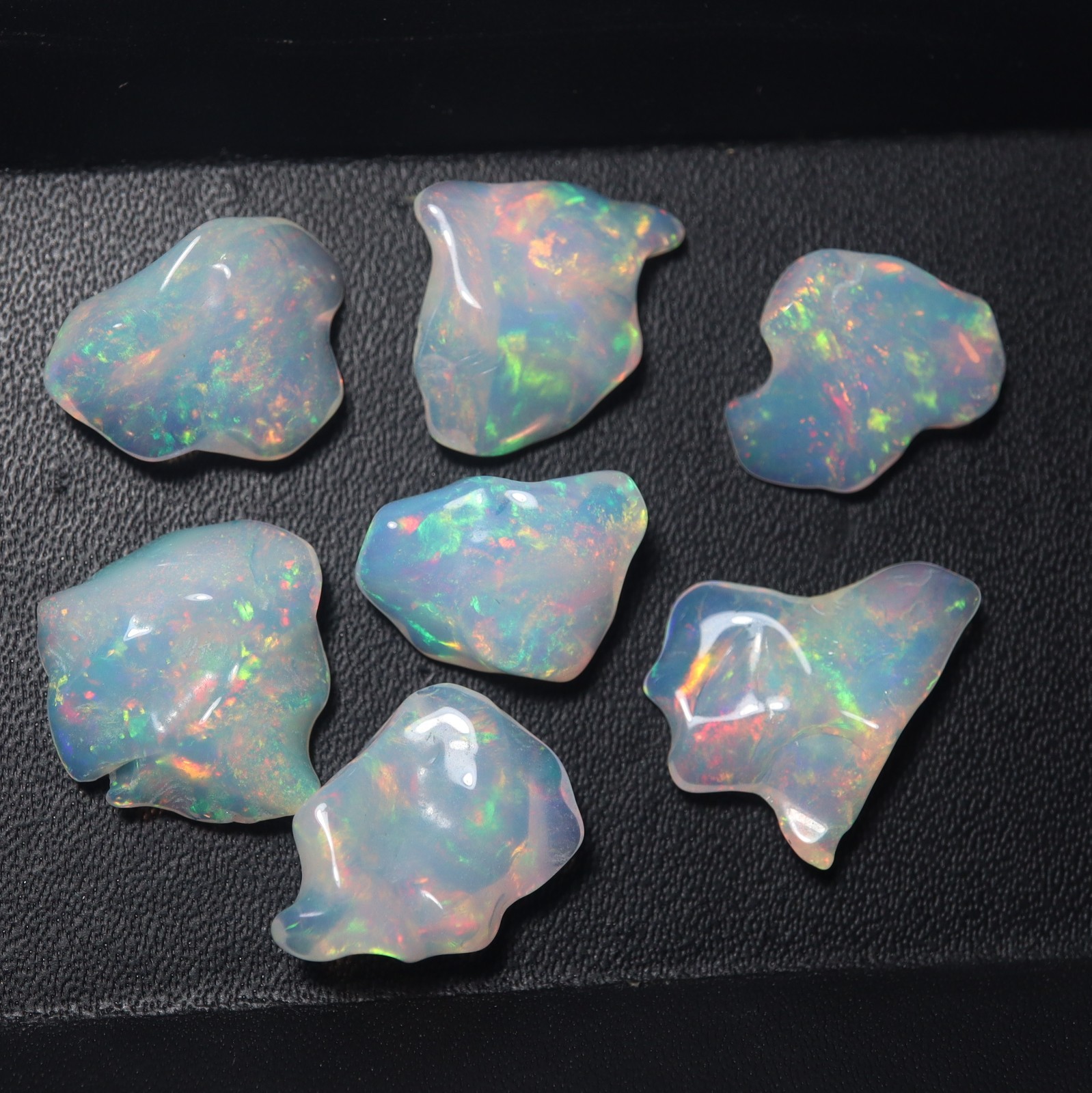 24Cts Natural AAA Ethiopian Opal Rainbow Fire Uncut Polished Rough 7 Pieces Lot