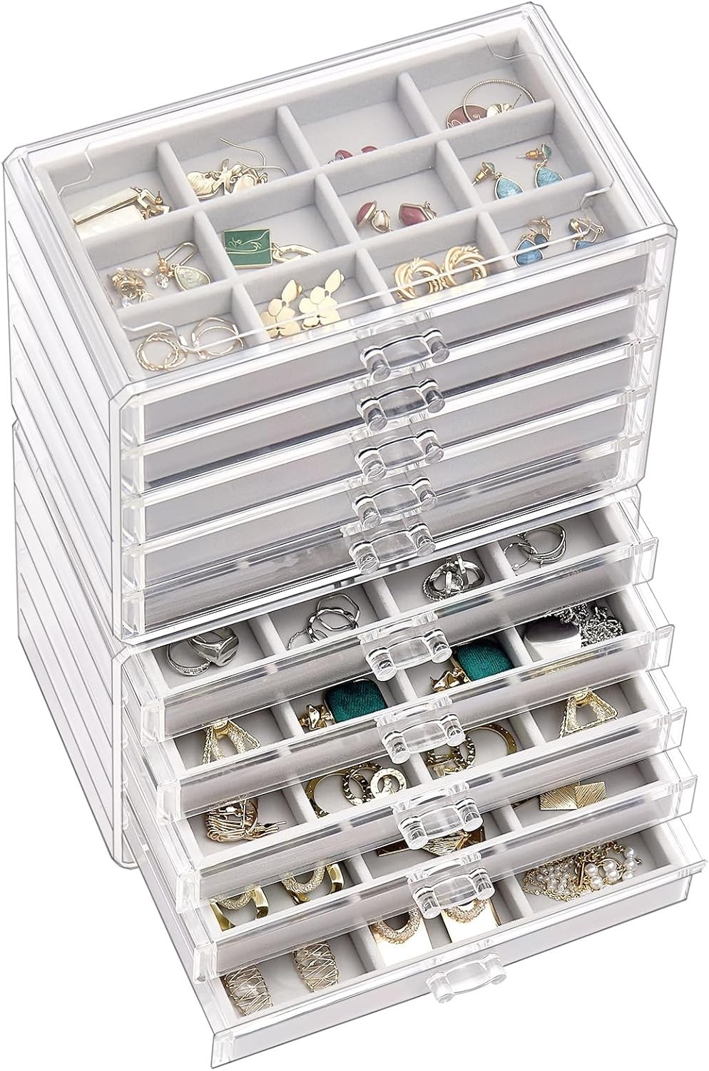 Adjustable Velvet Trays Jewelry Organizer – 10 Layers