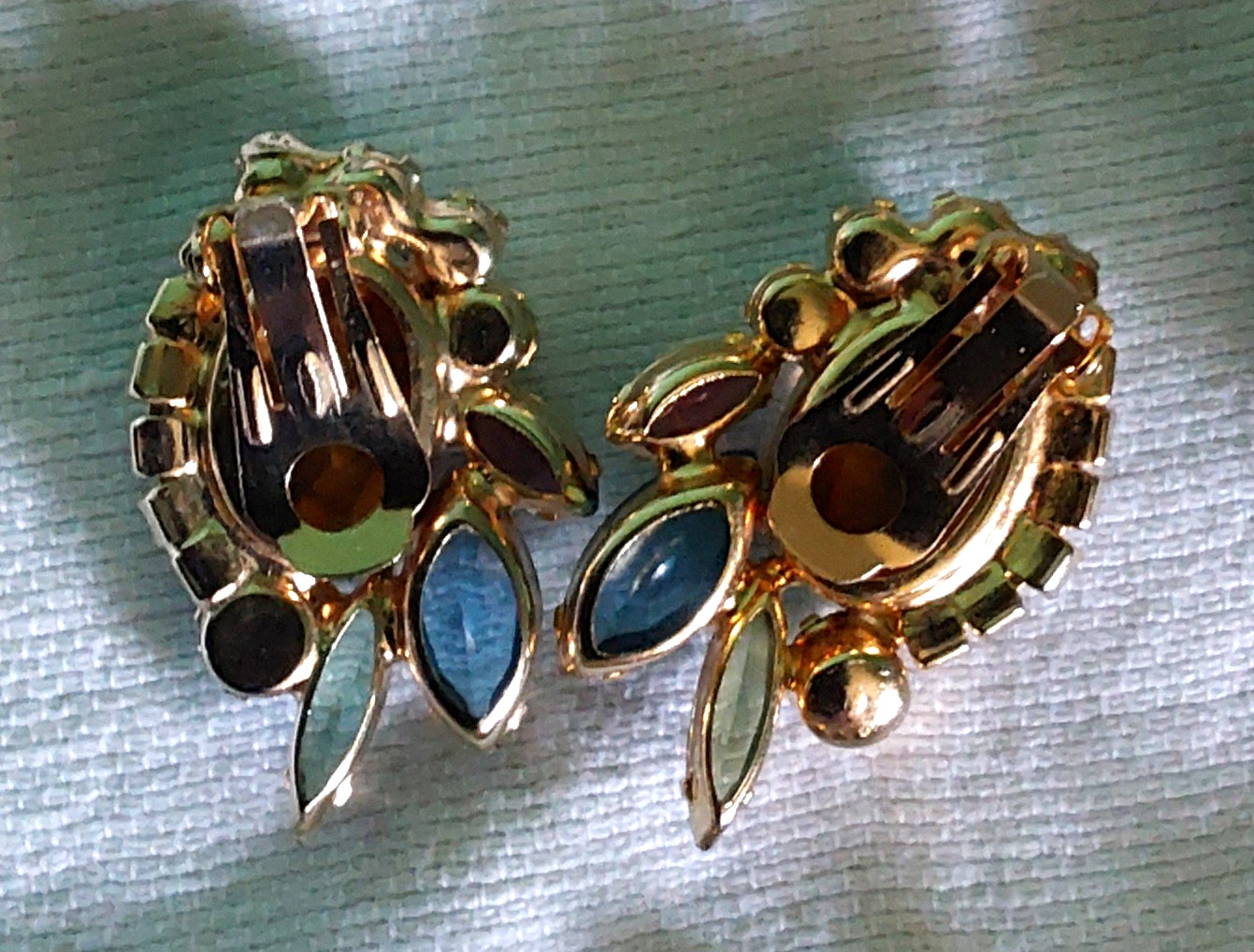 Juliana Rhinestone BRACELET BROOCH EARRING SET Book Pcs Watermelon Vitrail Rare