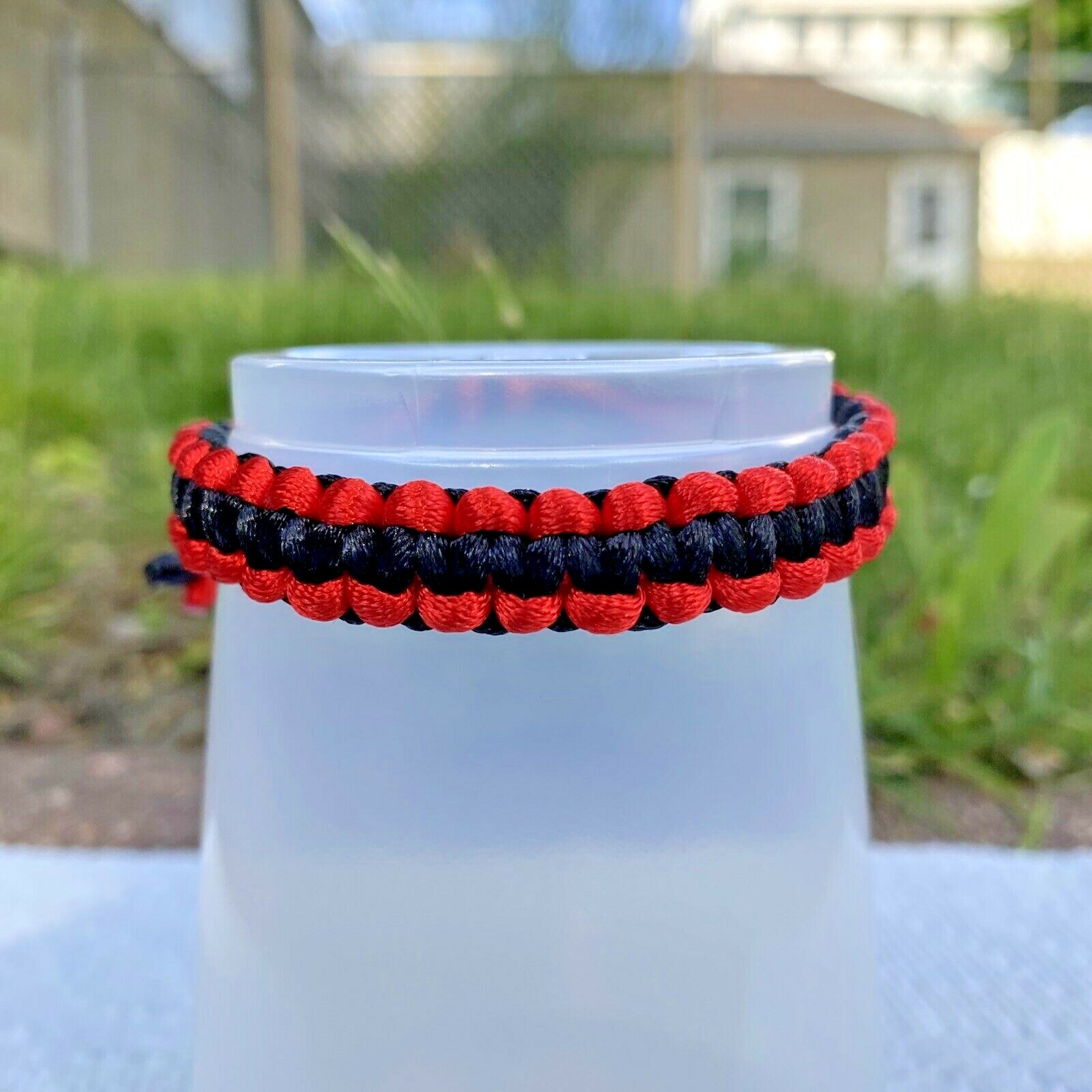 ALBANIA Bracelet Byzylyk RED BLACK Satin Rattail Cord Shamballa Nylon Macrame