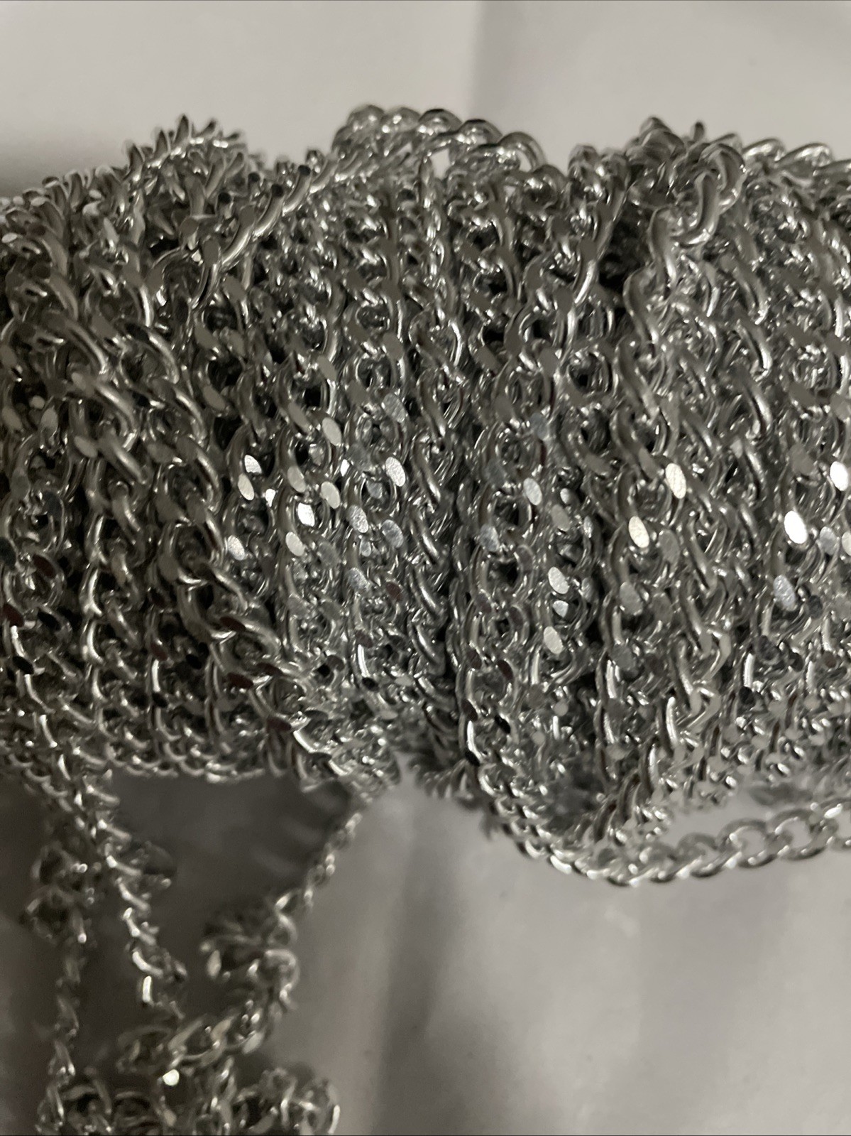 VTG Roll 100 Feet ? Silver Plate Aluminum Curb Link Chain 7mm