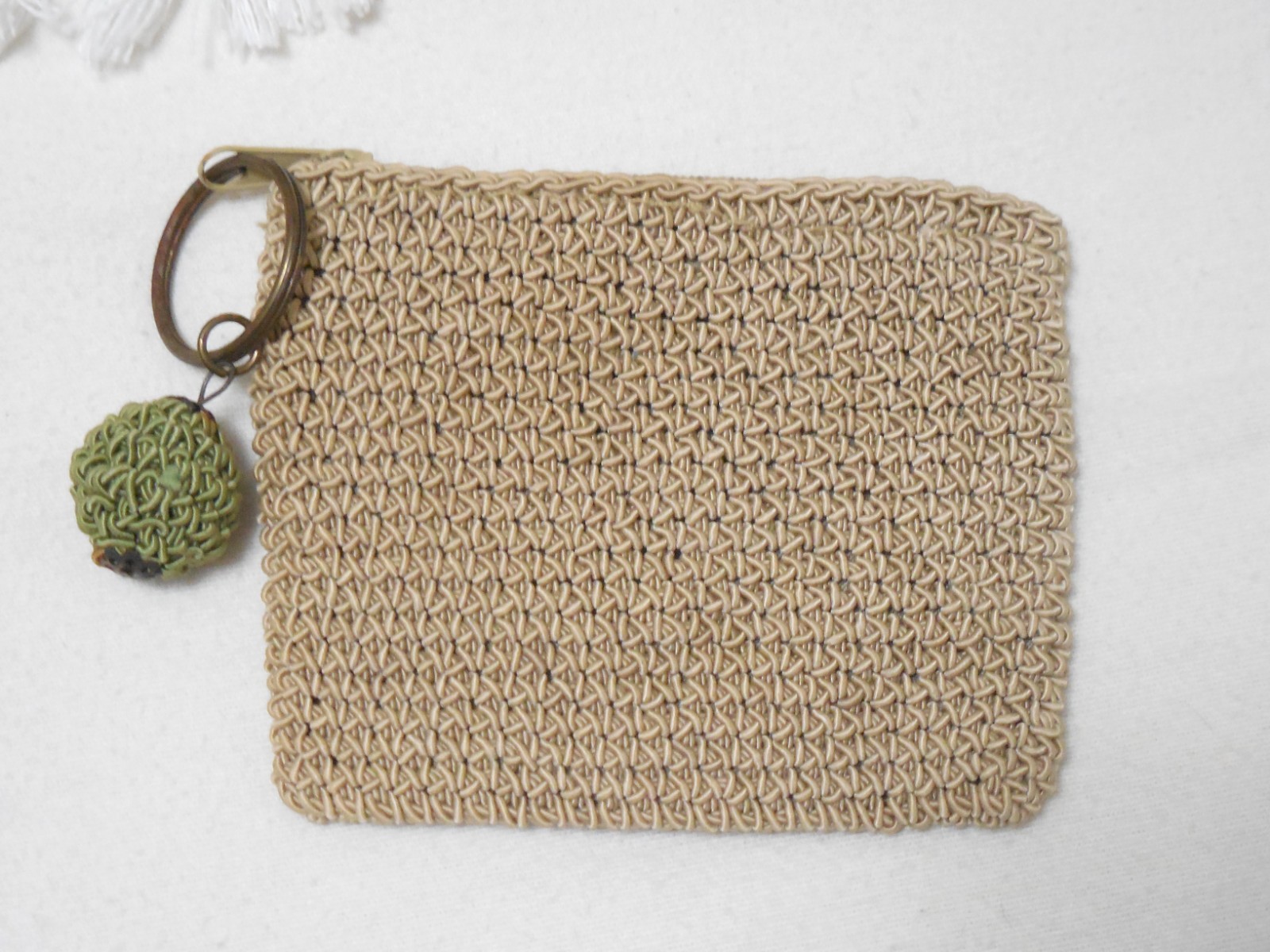 2 Pairs of Women’s Fabric Dangle Earring in Ivory w/ Vintage Woven Coin Bag