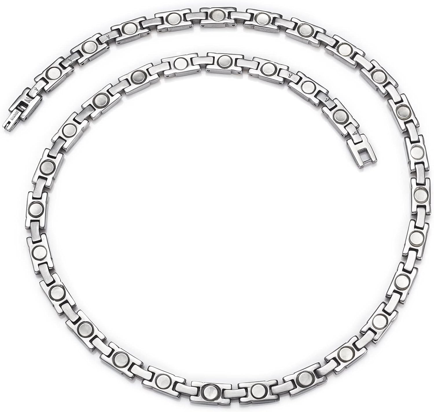 Titanium Magnetic Necklace for Men and Women, Pure Titanium Silver Necklace, 350