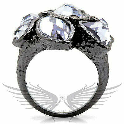 Brilliant Cubic Zircon CZ AAA Ruthenium Cocktail Fashion Ring 5 6 7 9 10 0W120