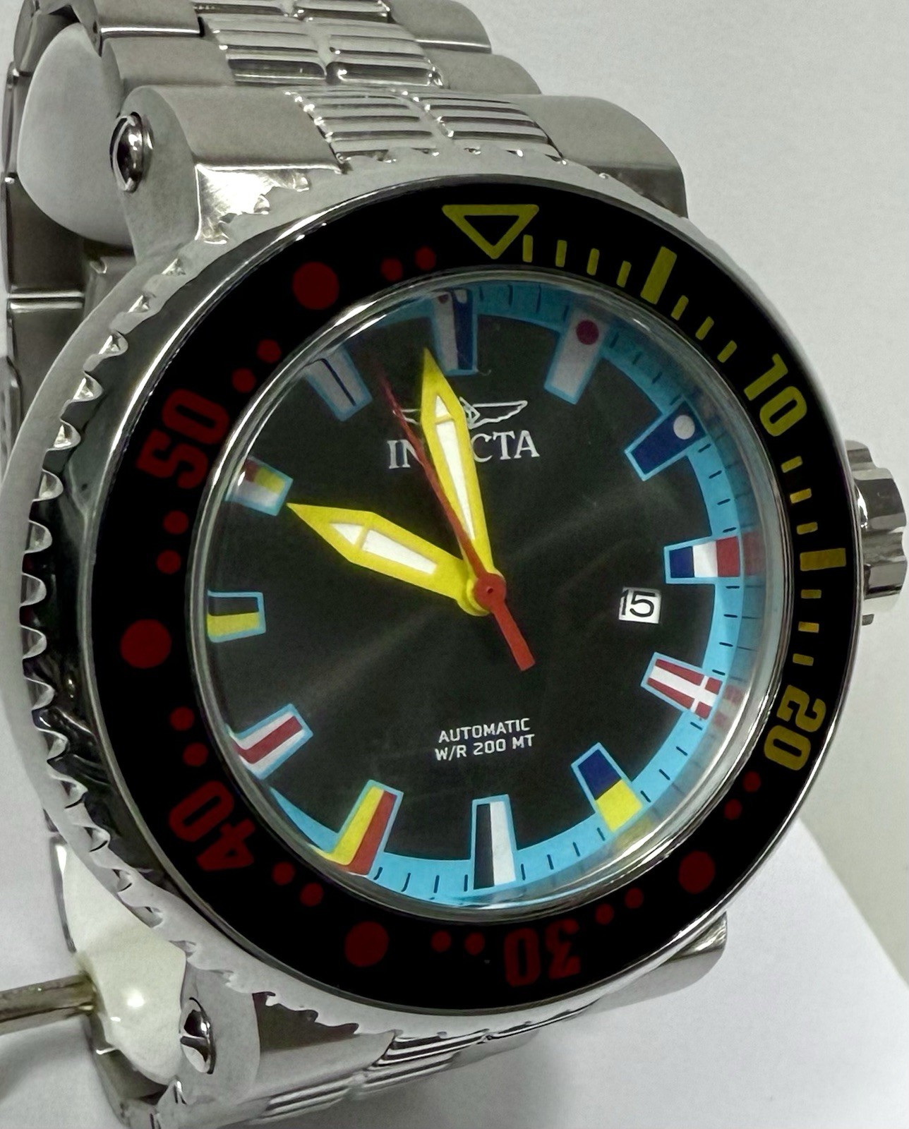 52mm Auto MARITIME Flags | Gray Dial | Silvertn Bracelet PRO DIVER Invicta Watch