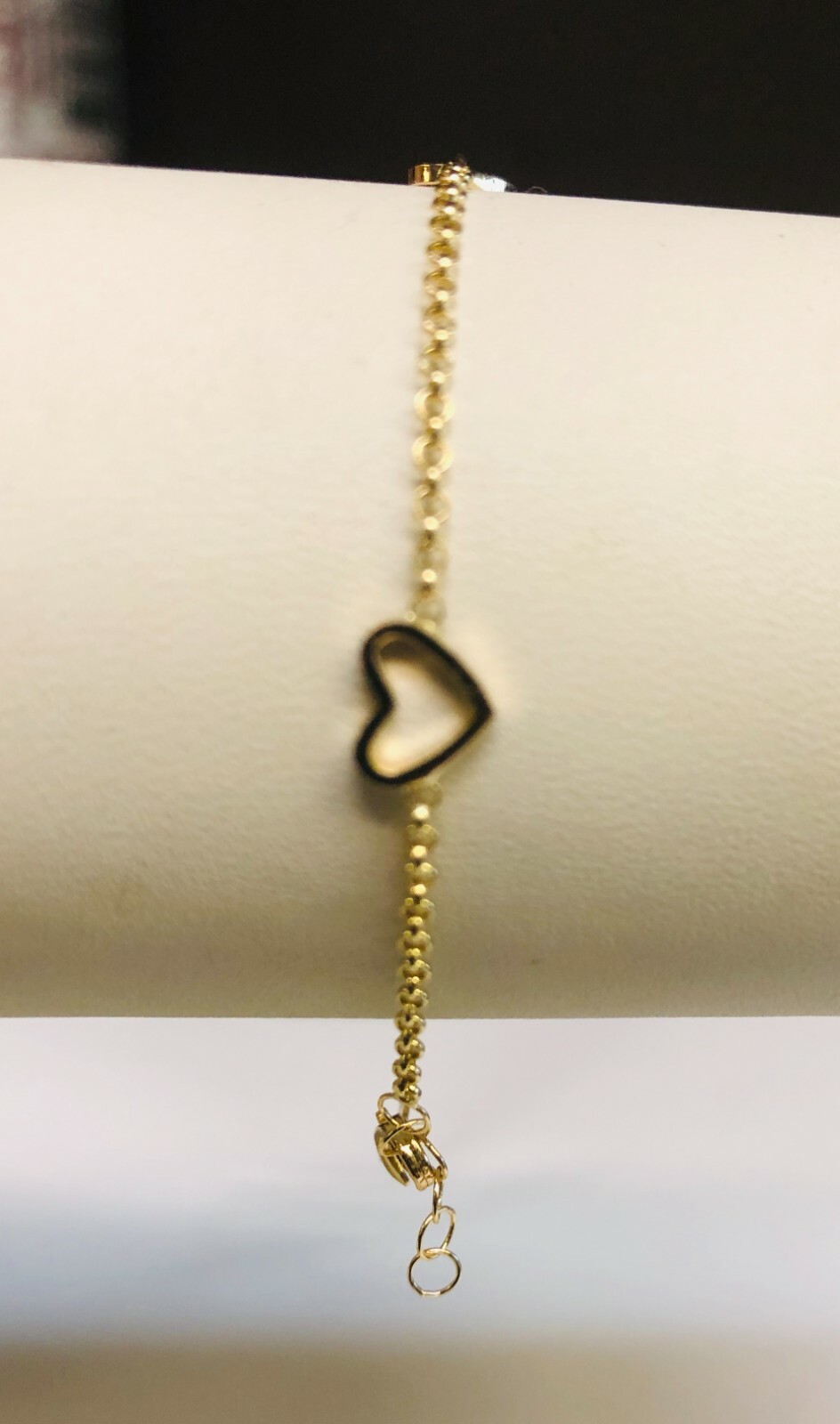 14k Yellow Gold 6″ Child Shiny Fancy Heart Bracelet with Lobster Clasp 1.4Grams