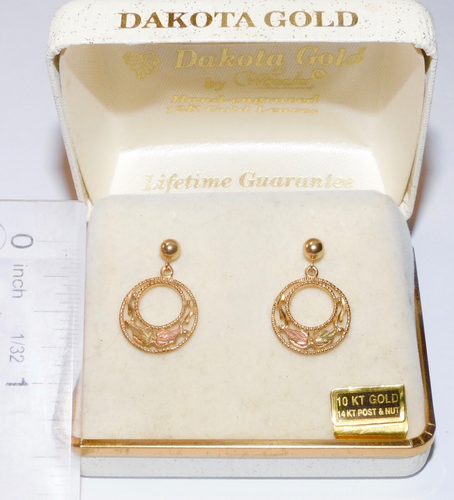 Black Hills Gold 10k 12k Dakota Gold Drop Leaves Earrings