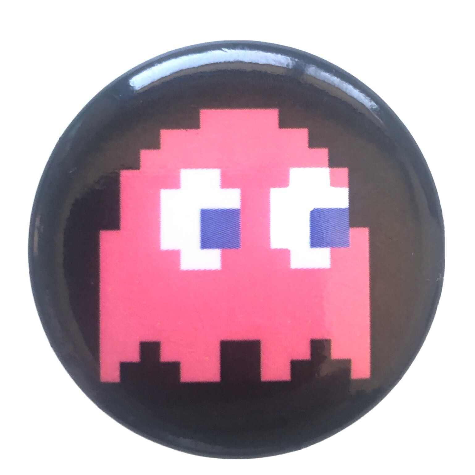 Pac-Man Blinky Red Ghost Metal Pin 1.25 Inch Round Arcade Game Collectible