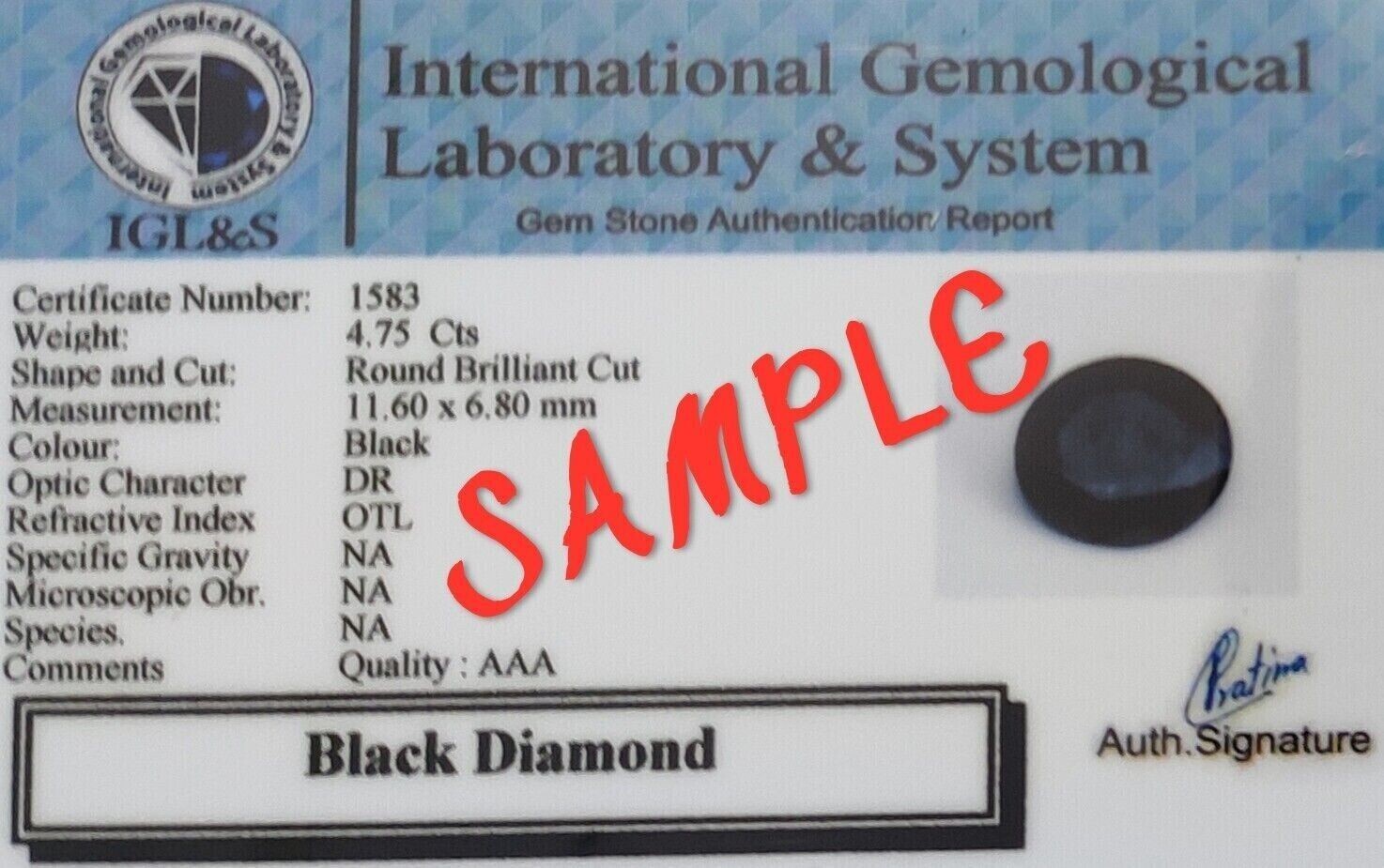 Certified 100.00 cts Black Diamond Ring 925 Sterling Silver White Gold Plated