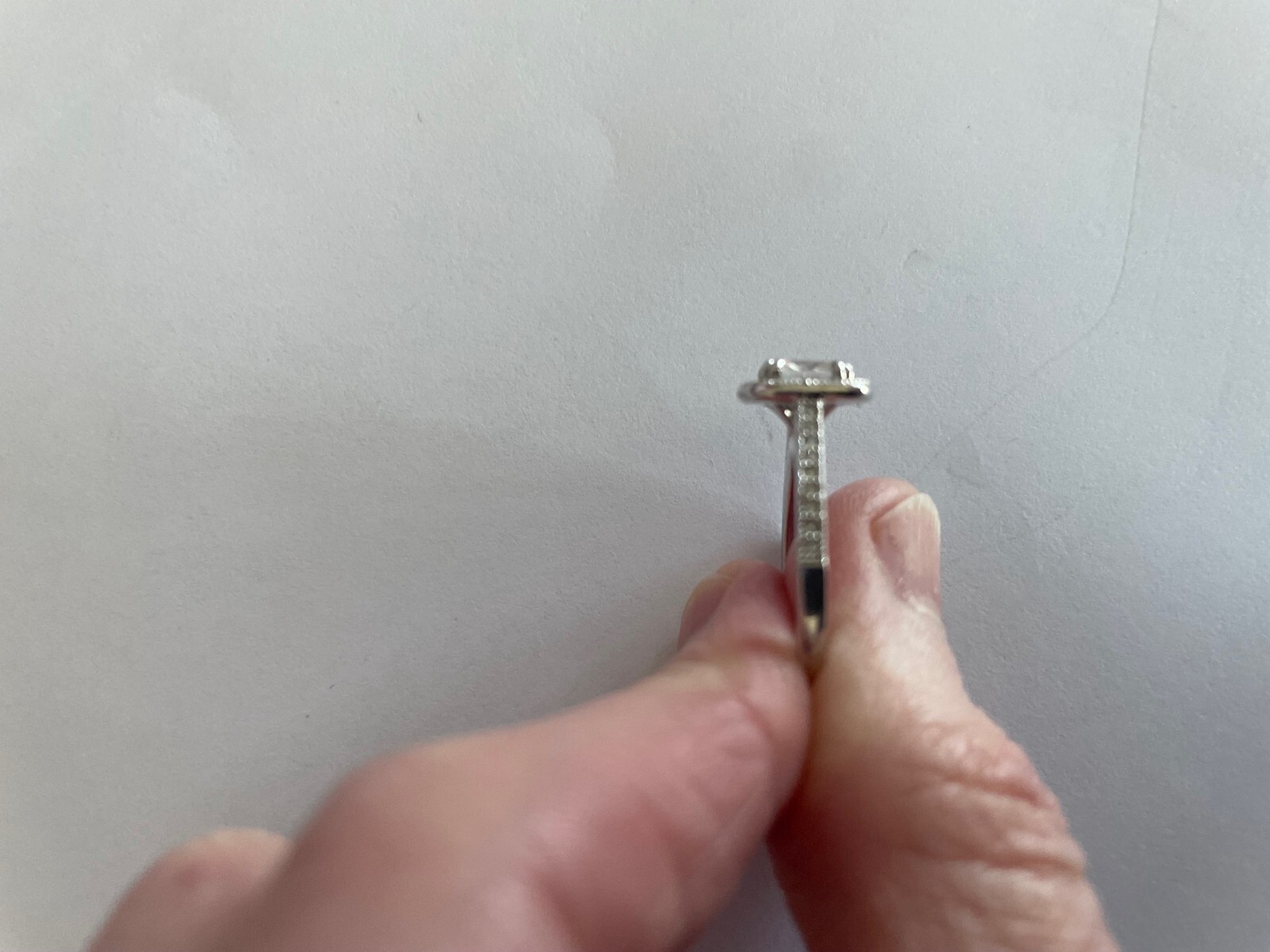 Silver Tone Crystal Cushion Cut Cocktail Ring, Size 7, very good condition