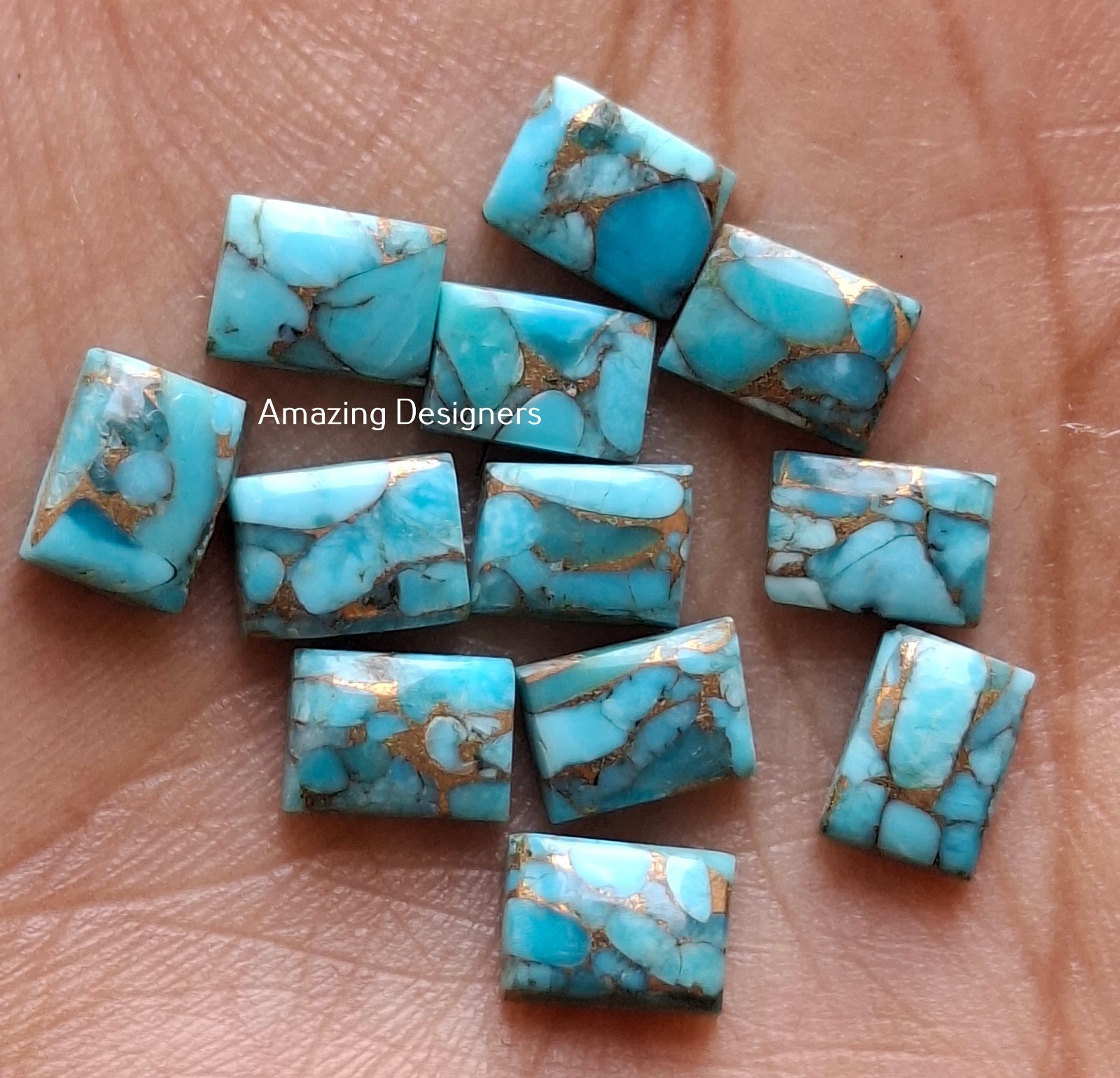 Natural Blue Copper Turquoise Rectangle Cabochon 6x8mm to 20x25mm Loose Gemstone