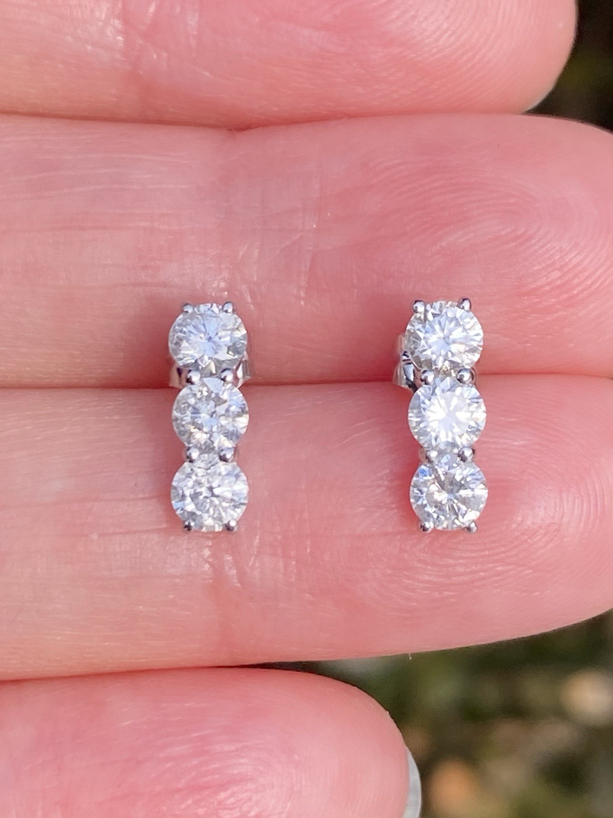 Platinum 1.00TCW 100% Natural Diamond Studs Earrings
