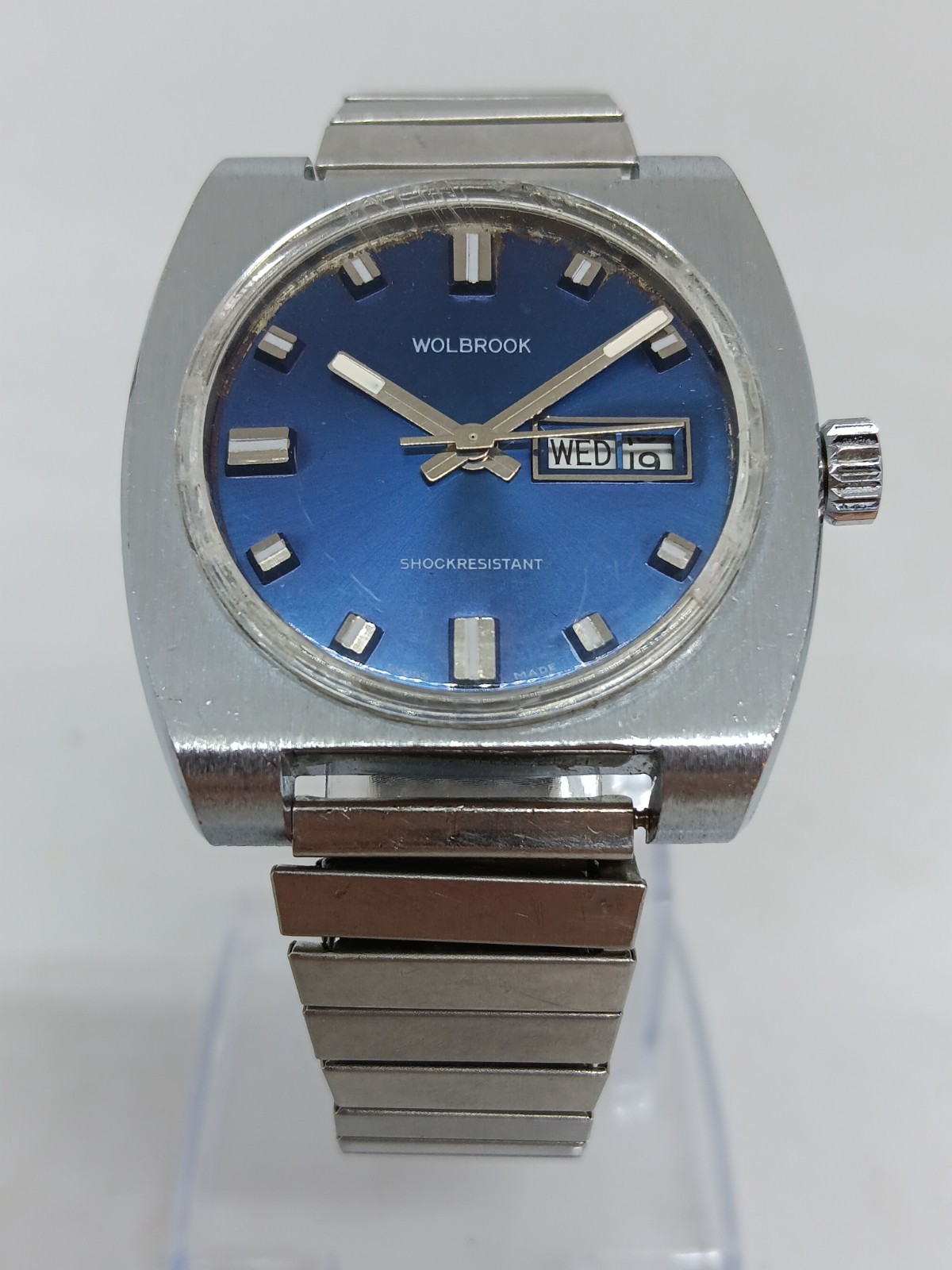 VINTAGE Wolbrook Skindiver Men’s 38mm x 34mm Manual Wind Blue Dial Watch