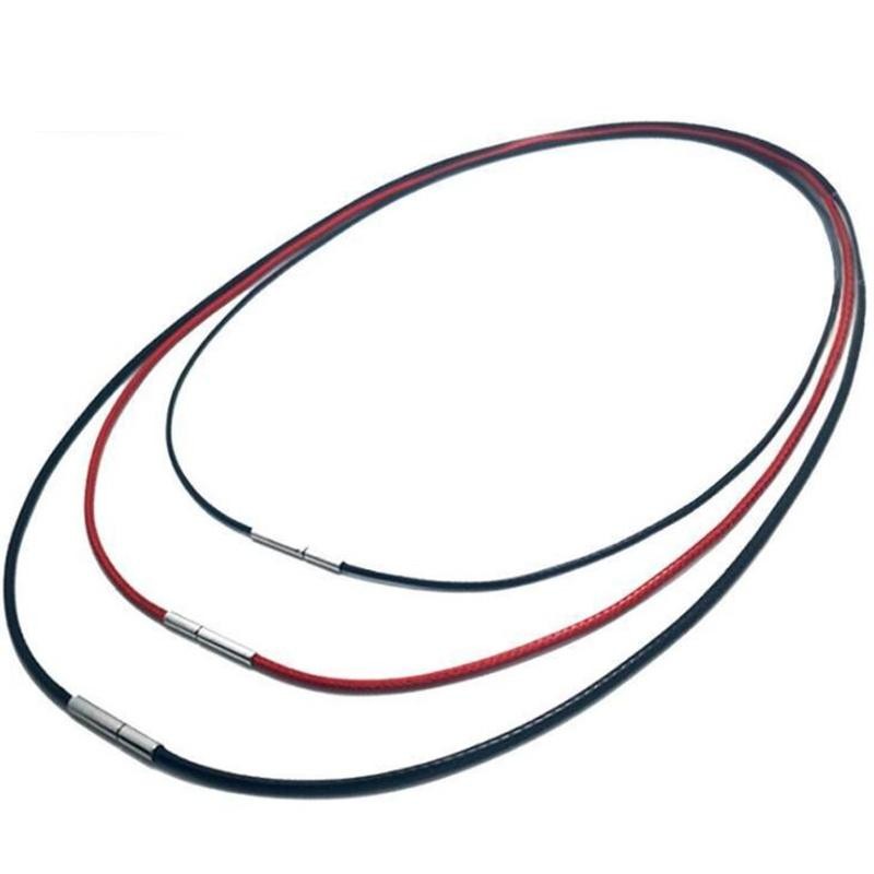 Black Genuine Leather Rope Necklace with Clasp Cord Chain Line String for Diy Pe
