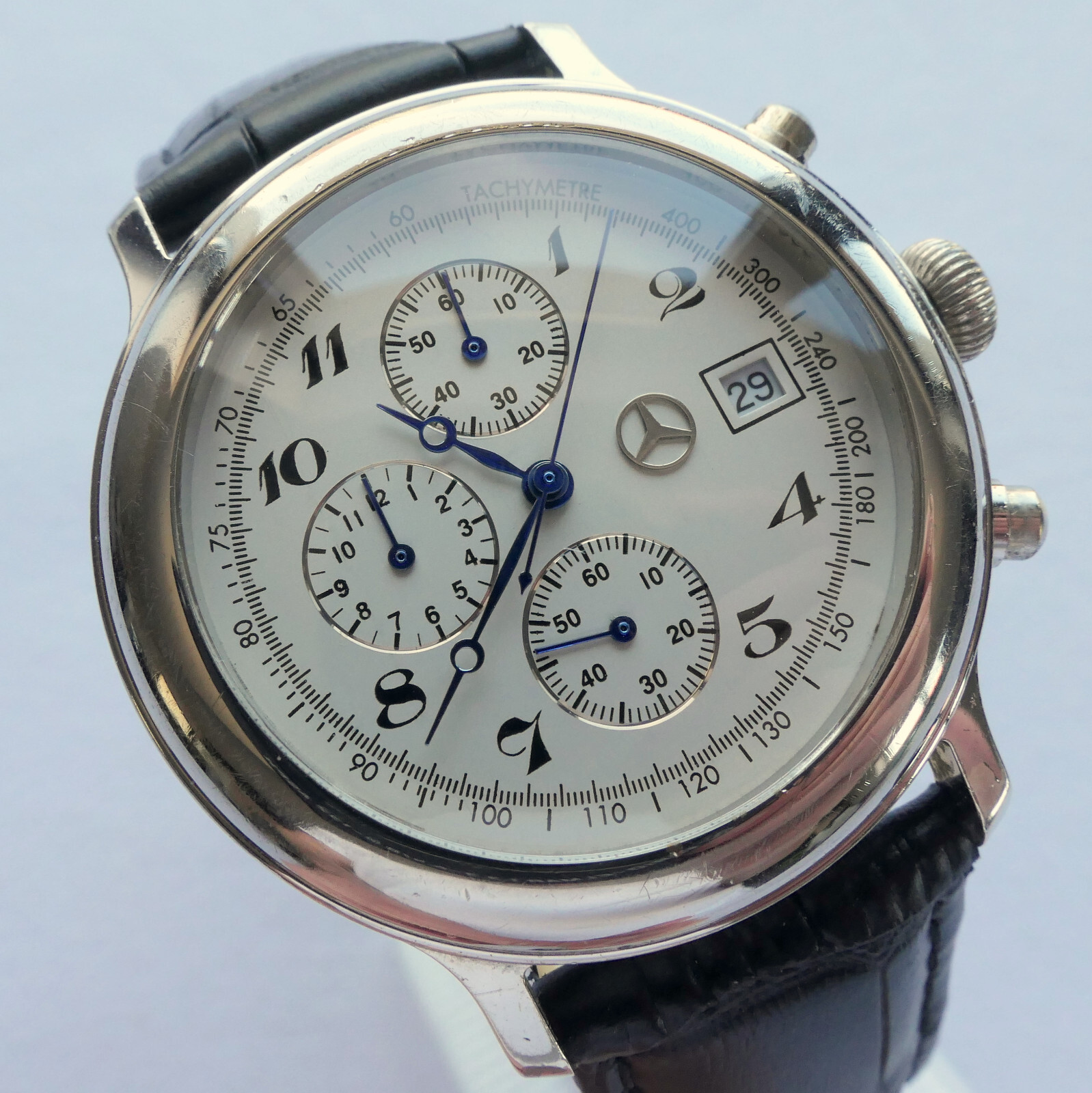 Mercedes Benz Classic 925 Sterling Silver Car Accessory Luxury Chronograph Watch