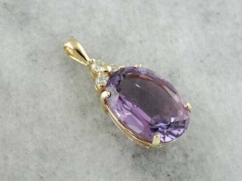 2.50Ct Oval Cut Amethyst Solitaire Pendant 14K Yellow Gold Finish 18″ Free Chain