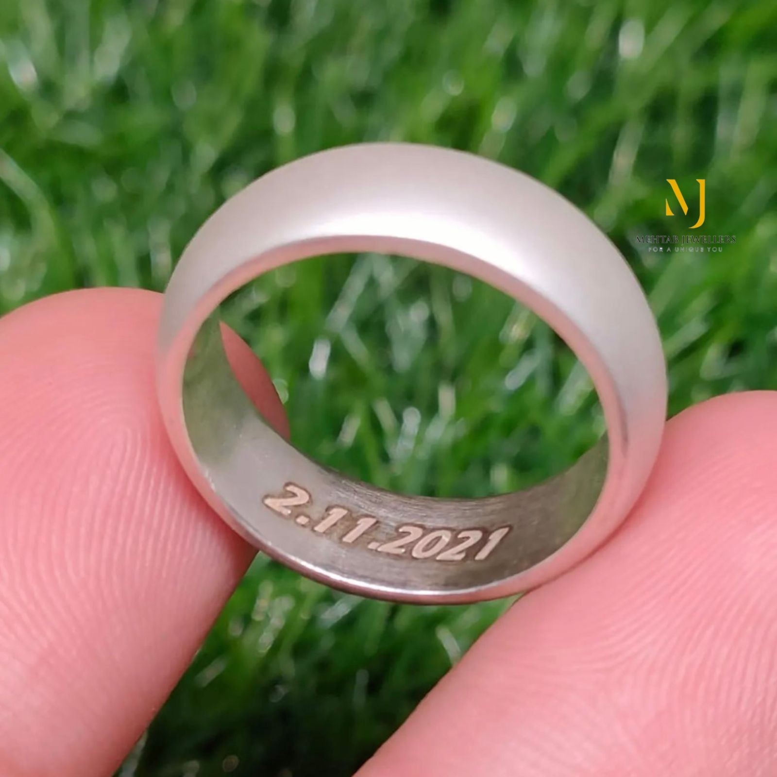 Sterling Silver Matte Band Ring Handmade Brushed Finish Custom Engraved Gift