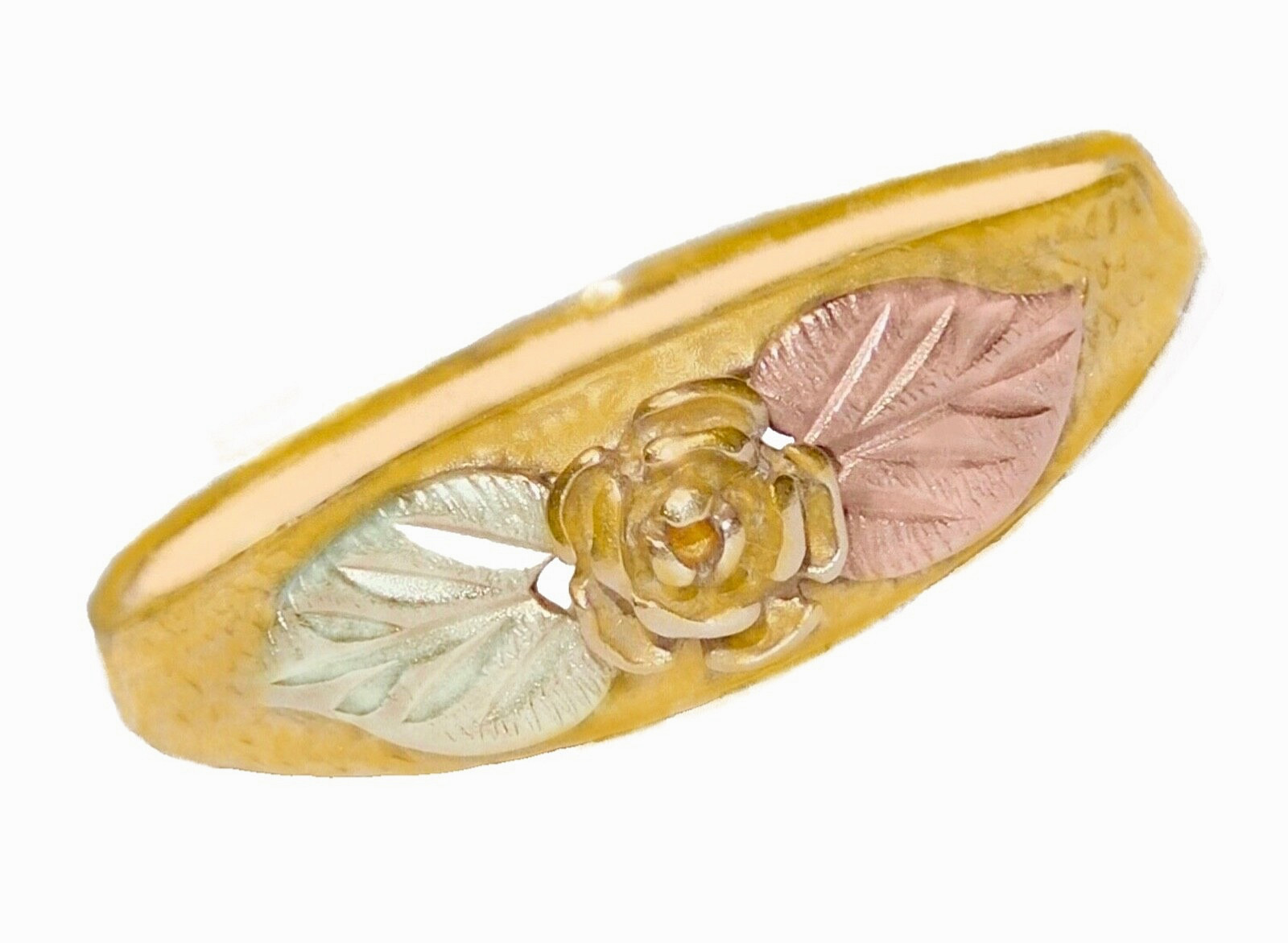 Black Hills Gold 10k Landstrom’s Yellow Rose Leaves Ring Size 8