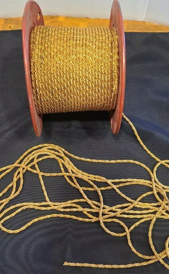 Vintage solid brass finished chain on spool gold plate rope design 100+ feet