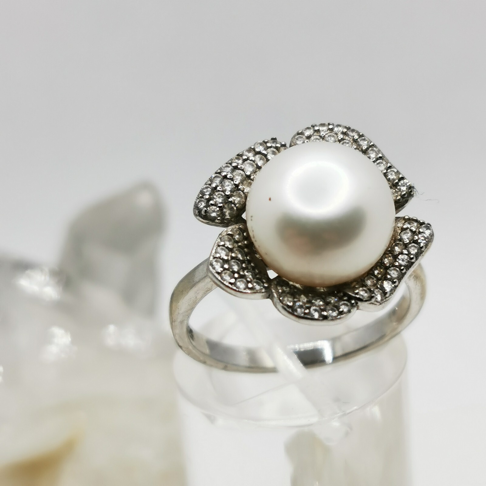 Beautiful pearl women’s ring precious 925 silver gemstone