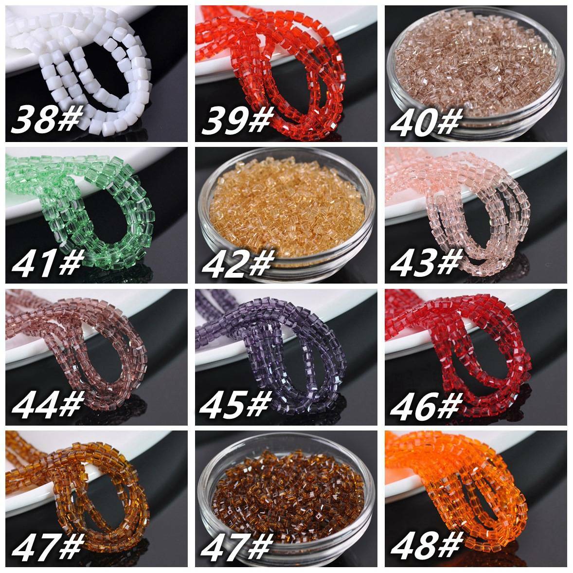 100pcs 3mm Cube Square Faceted Crystal Glass Loose Spacer Crafts Beads lot