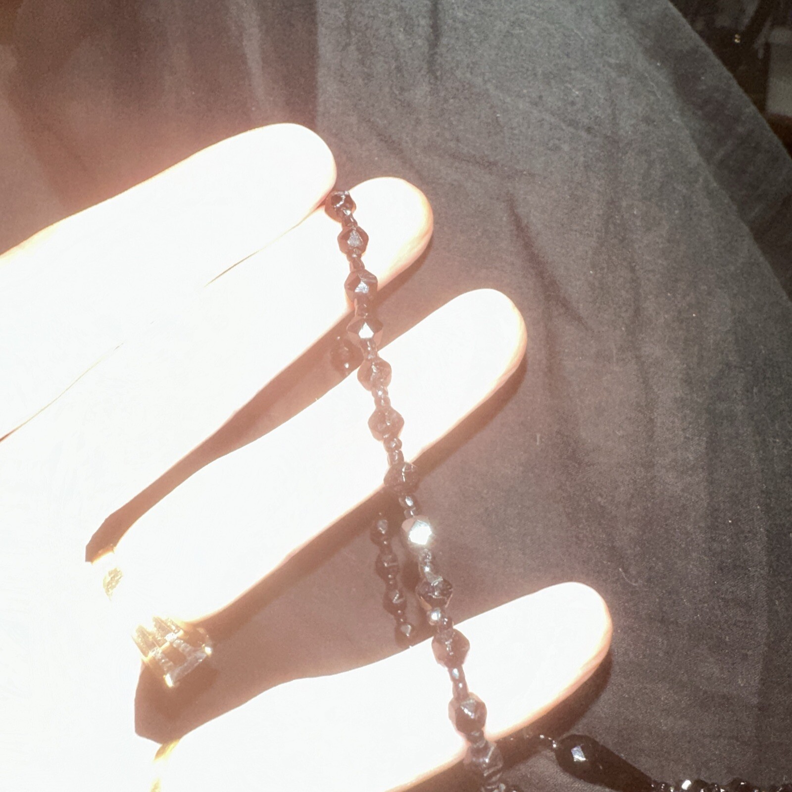 Women’s Black Beaded Mourning Sautoir Opera Length Necklace Jet Crepe Satin Anti