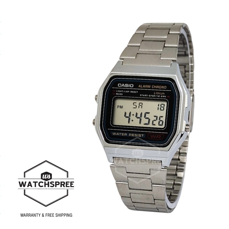 Casio Digital Stainless Steel Band Watch A158WA-1D A158WA-1