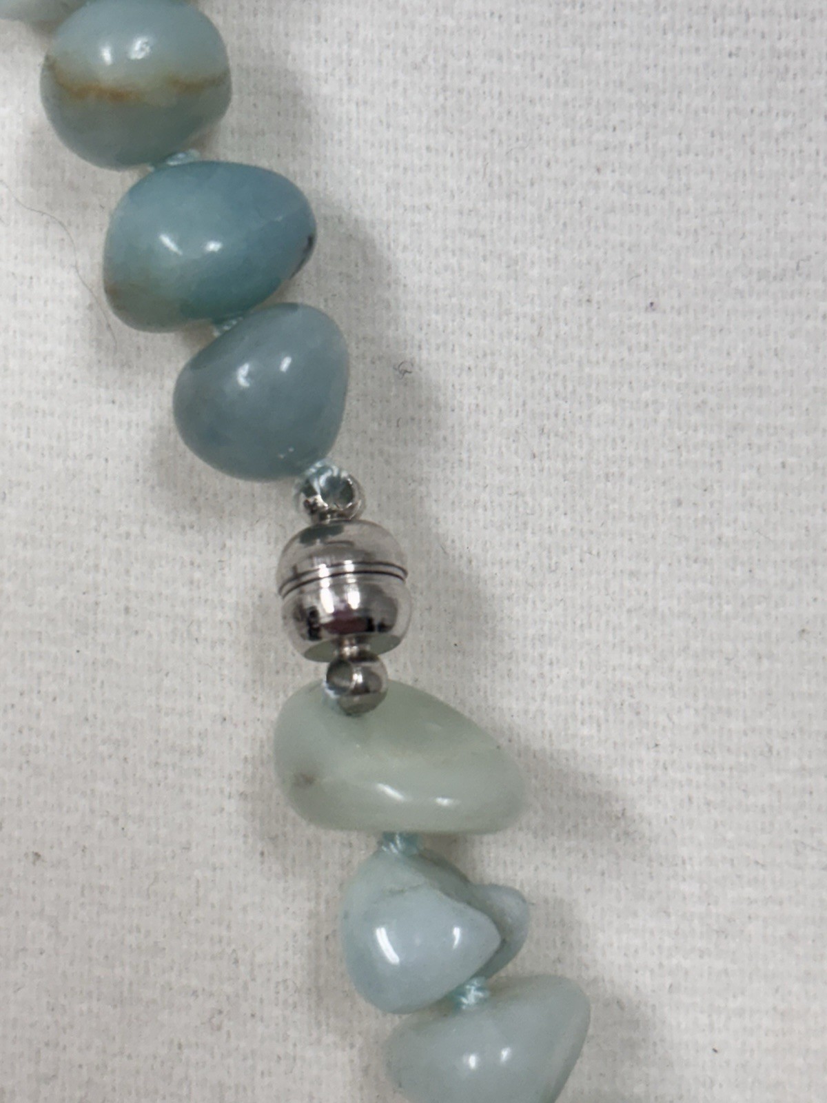 Larimar Or Aquamarine Necklace And Bracelet Hand Beaded Rare With 925 Clasp