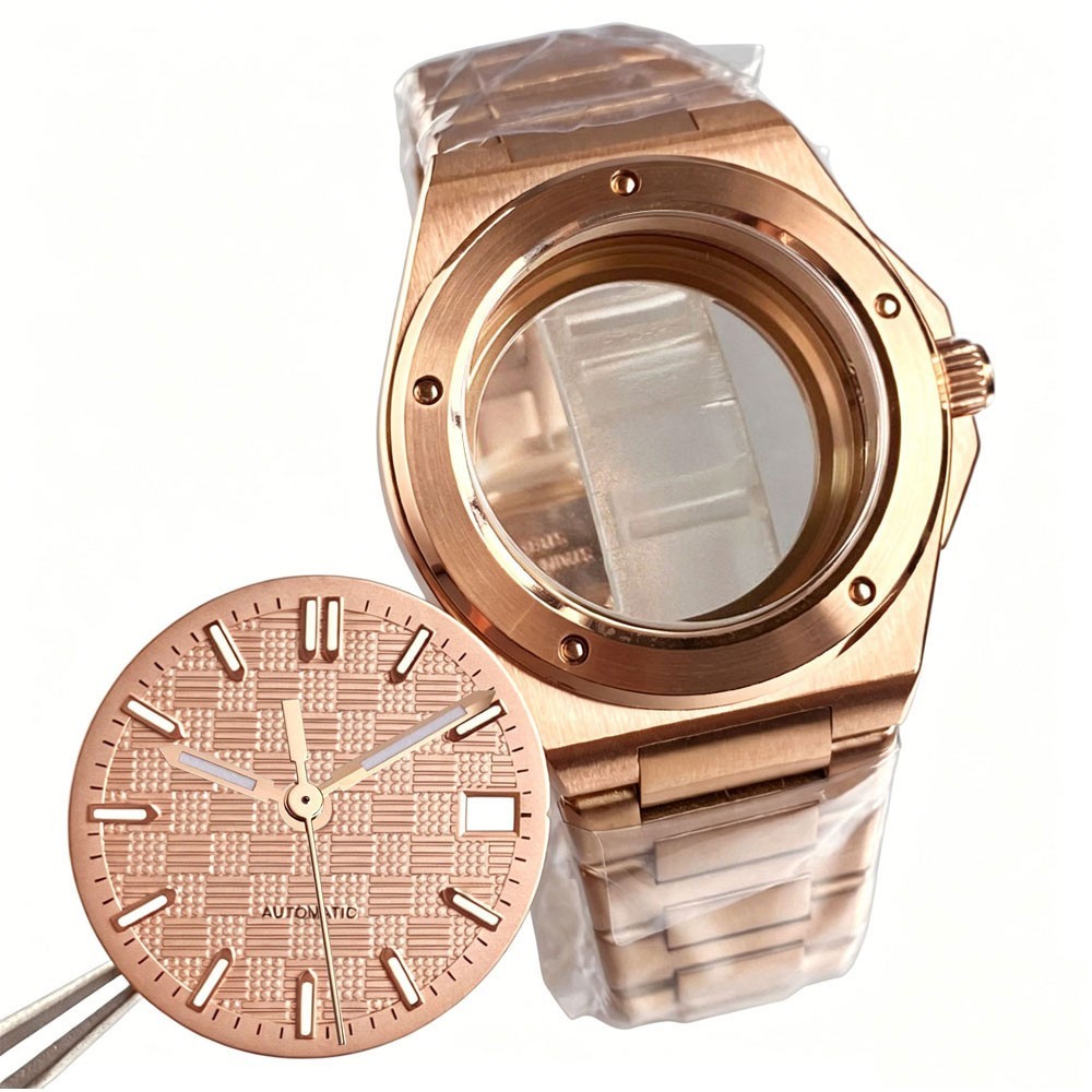20ATM Tandorio 40mm Sapphire Dive Watch Case Set Rose Gold Fit NH35 NH36 NH38