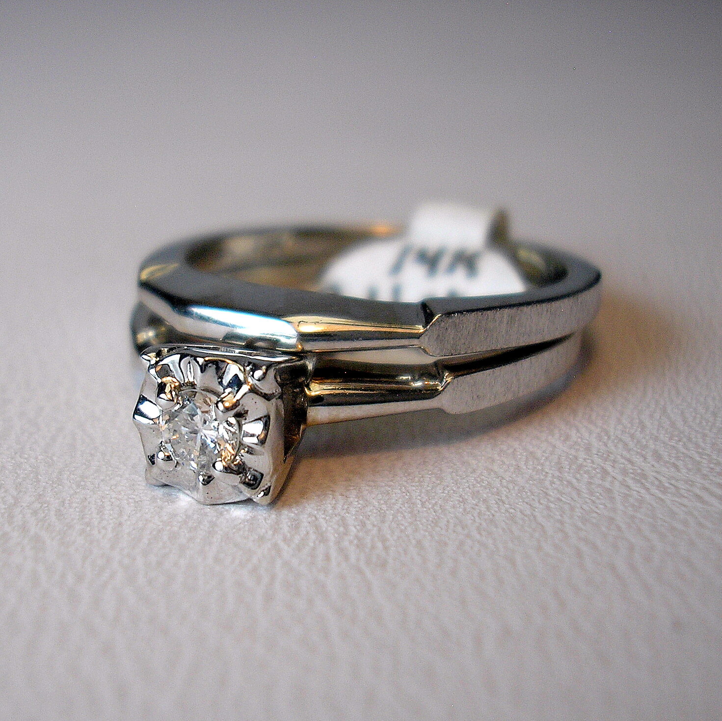 0.11 ct Natural Diamond F/SI-3 14K White Gold Wedding Ring Set Was $795 Video