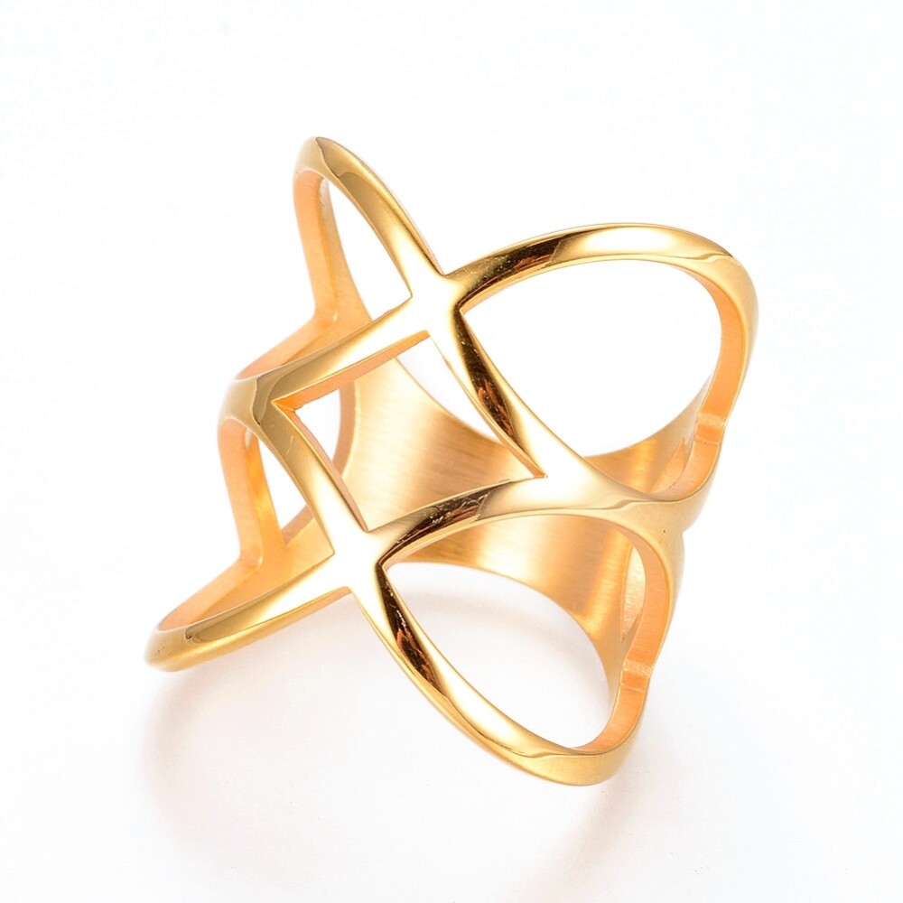 304 Stainless Steel Finger Rings Gold Size 7 17mm  A23